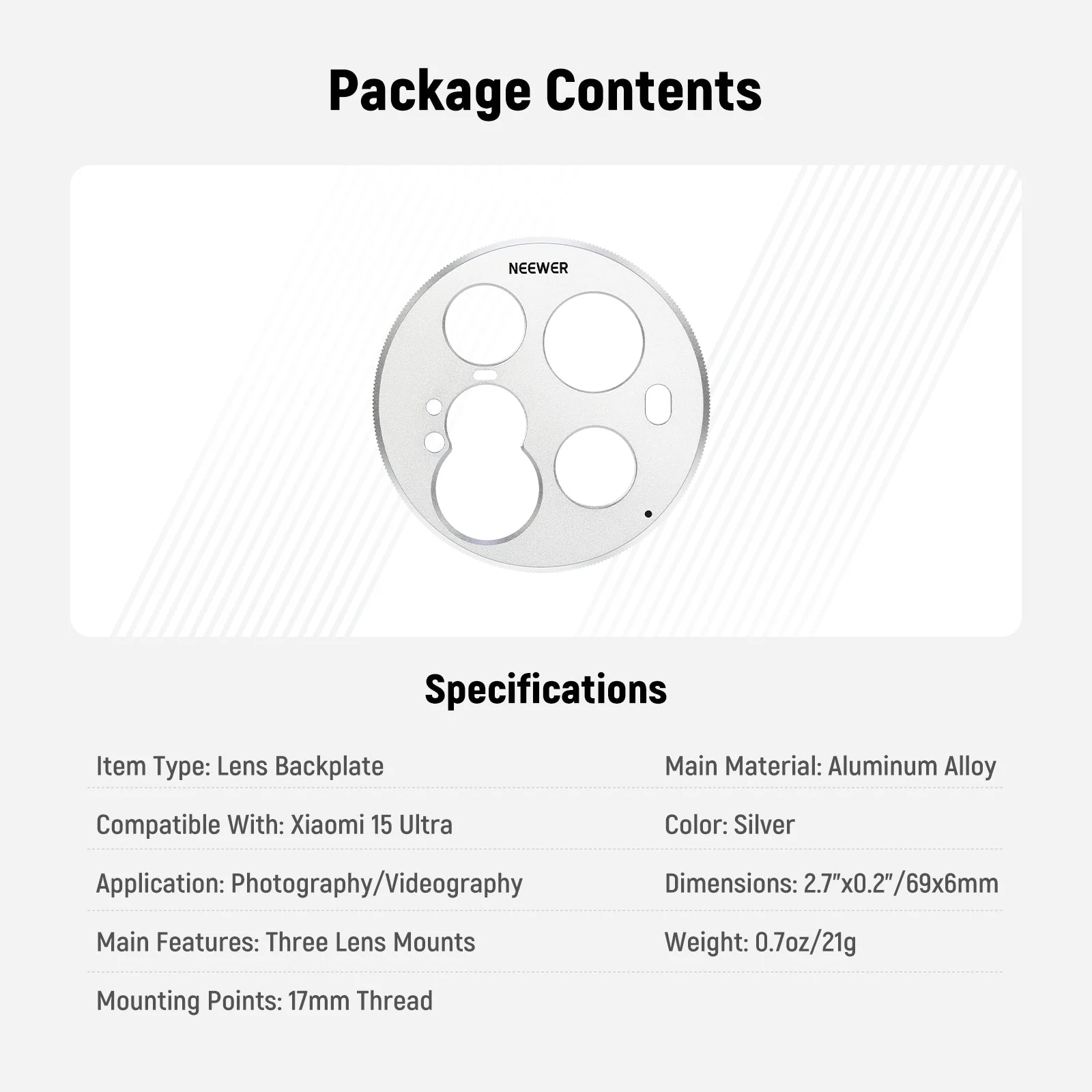NEEWER PA111 Lens Backplate for Xiaomi 15 Ultra - Image 6