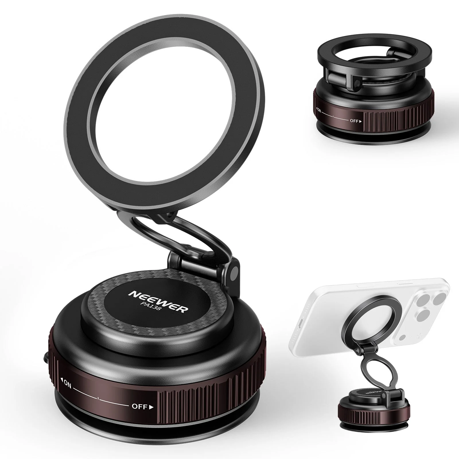 NEEWER PA138 Vacuum Suction Cup Mount with Magnetic Phone Holder