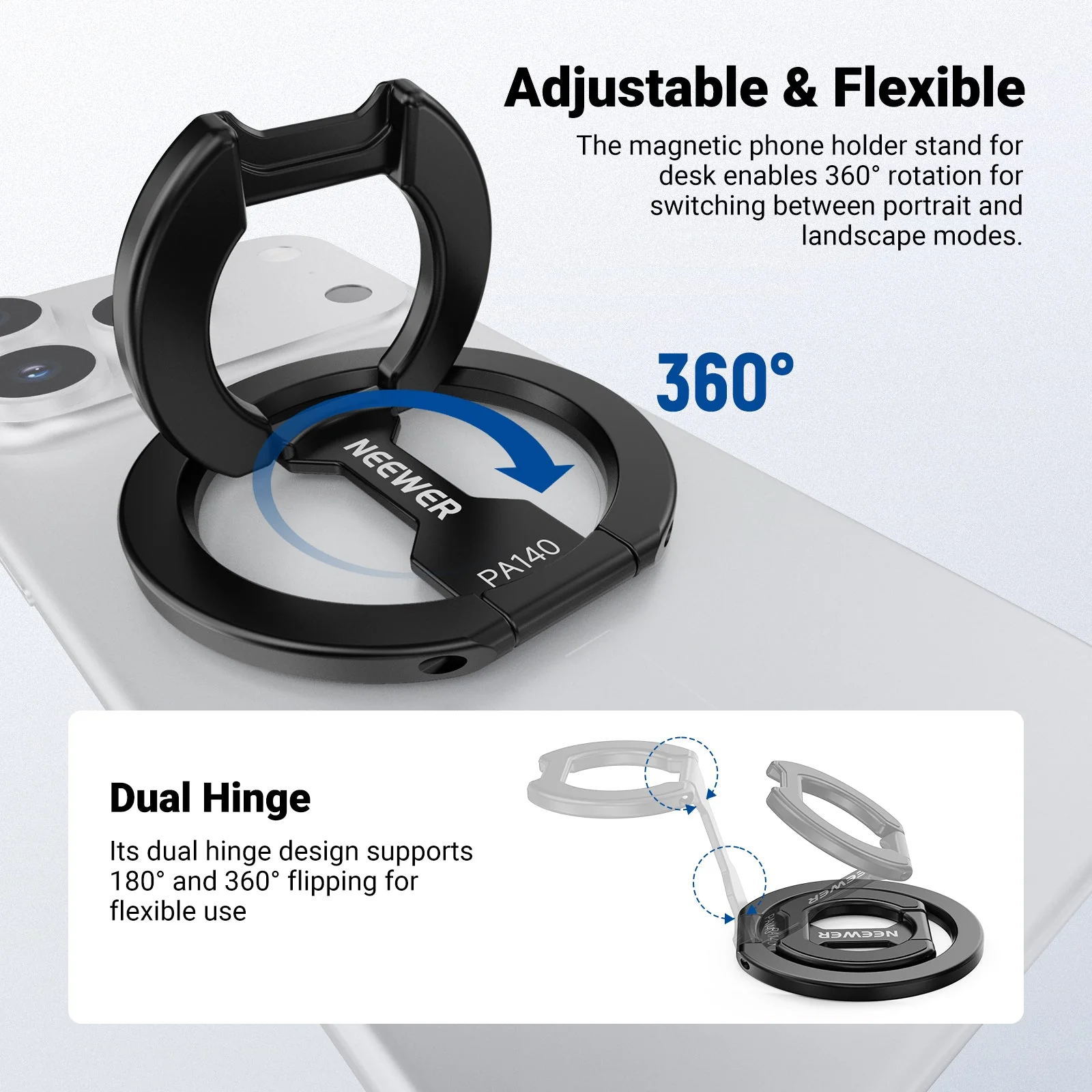 NEEWER PA140 Dual Side Magnetic Phone Grip Ring Holder - Image 4