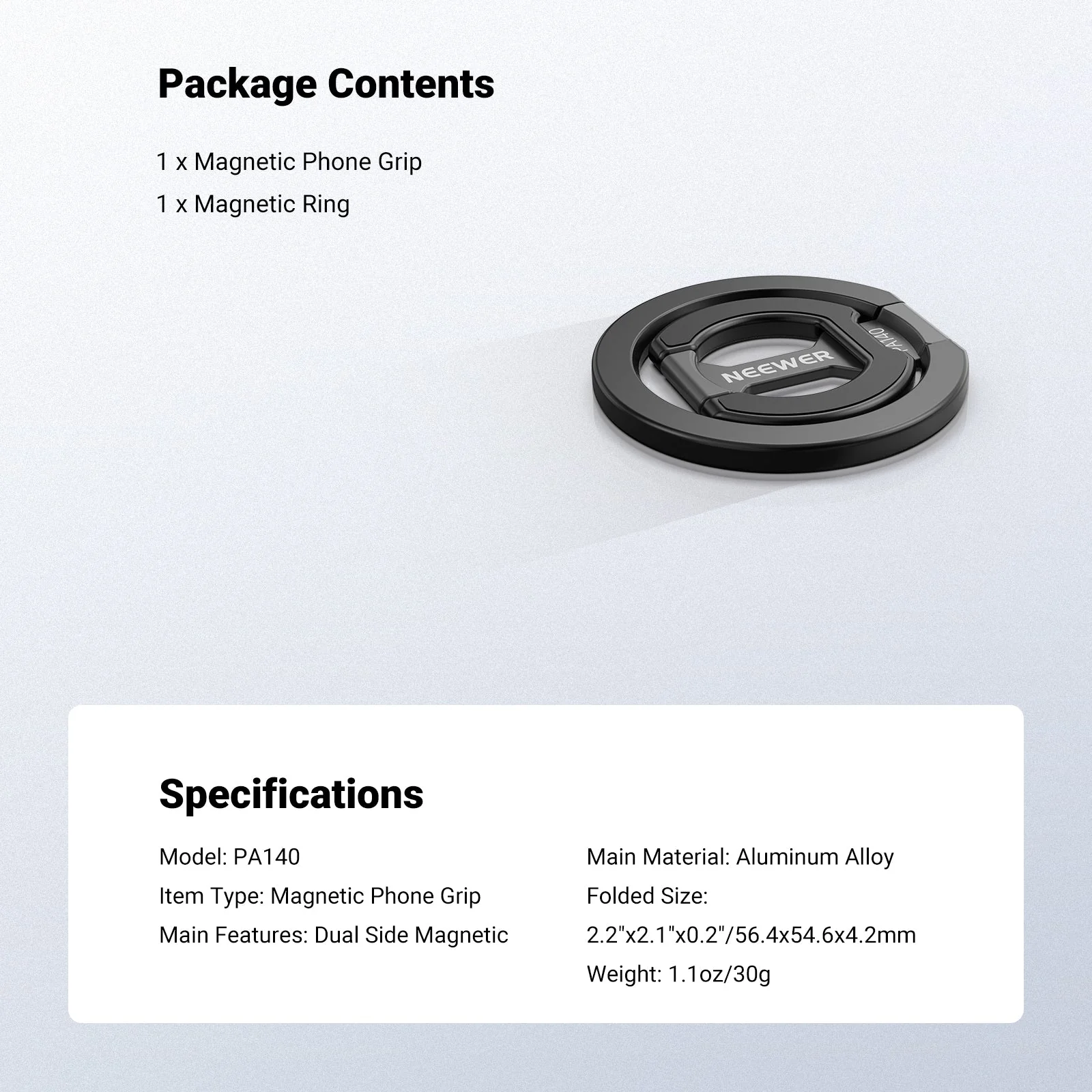 NEEWER PA140 Dual Side Magnetic Phone Grip Ring Holder - Image 8