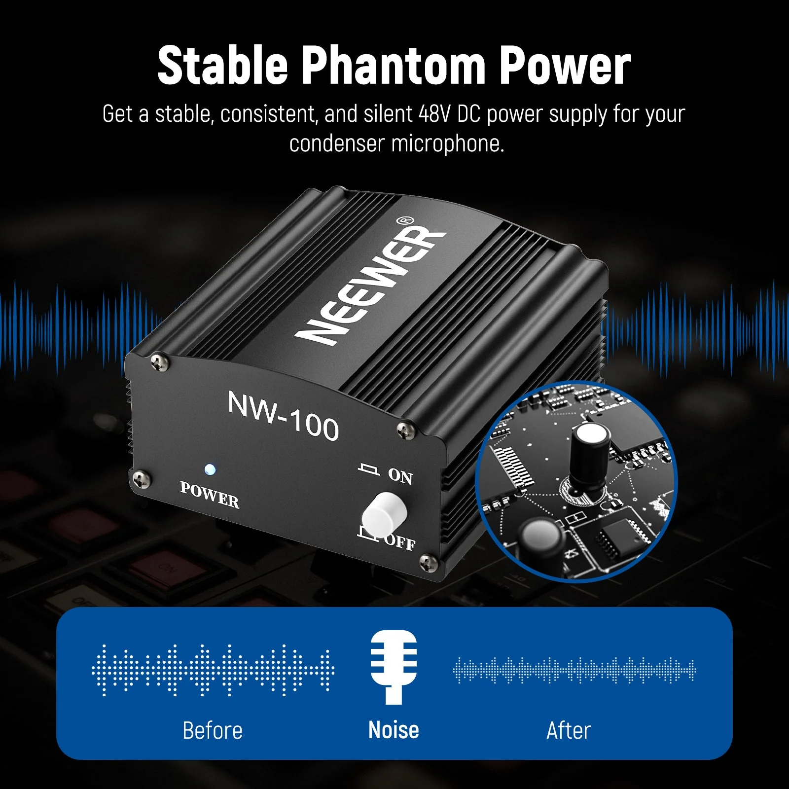 NEEWER NW-100 48V Phantom Power Supply with Adapter - Image 4
