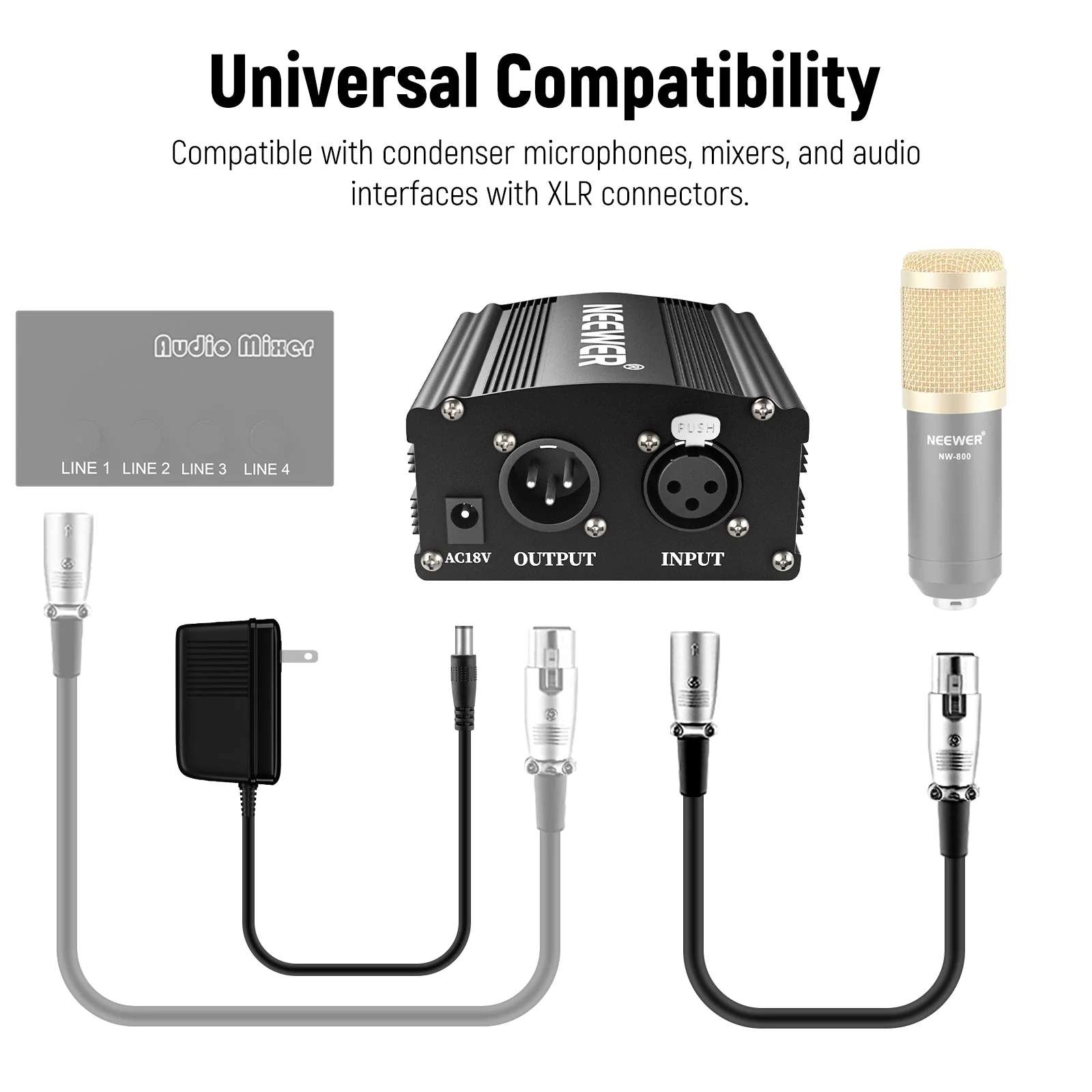 NEEWER NW-100 48V Phantom Power Supply with Adapter - Image 5