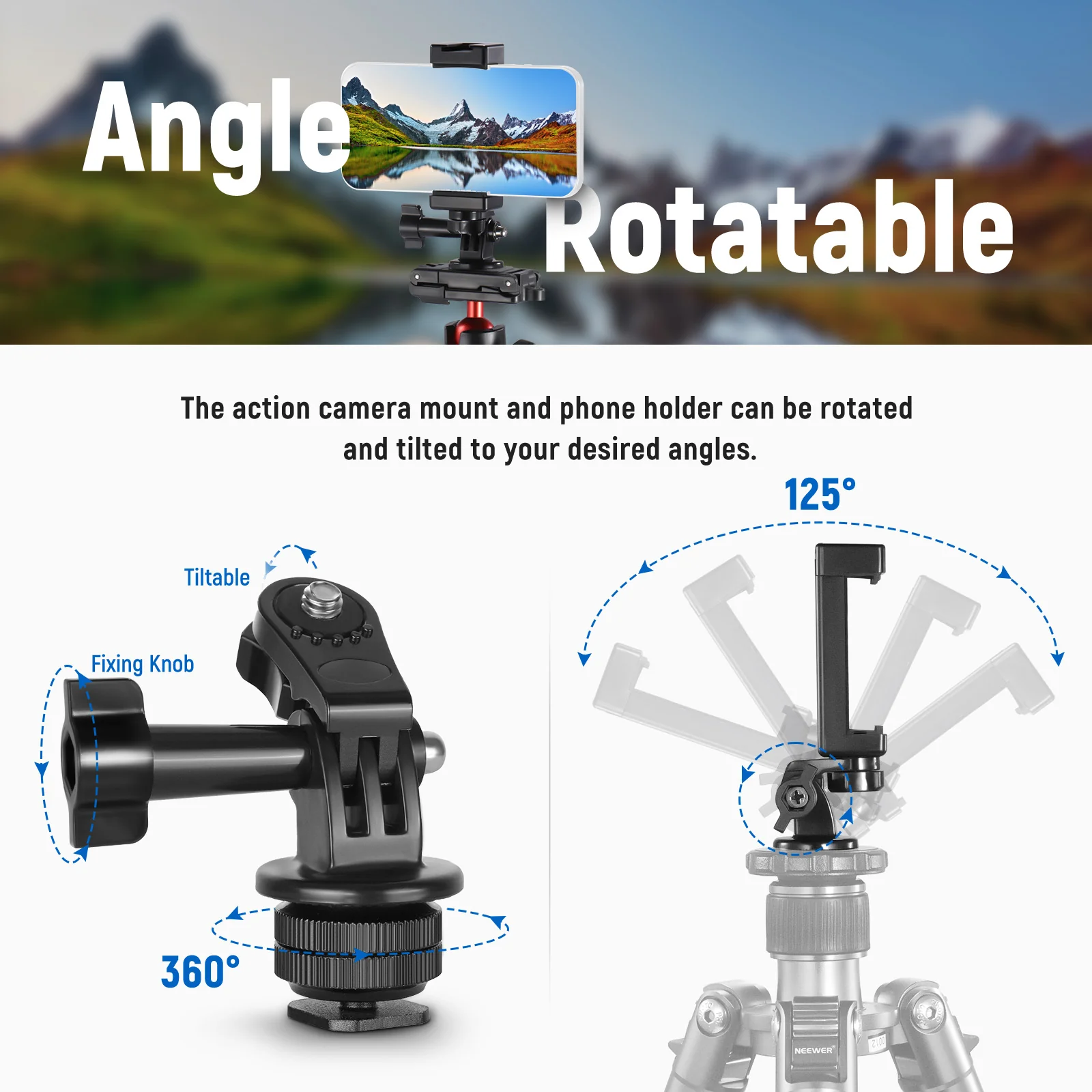 NEEWER GP-3 Phone Holder / Hot Shoe Mount Adapter Kit - Image 4