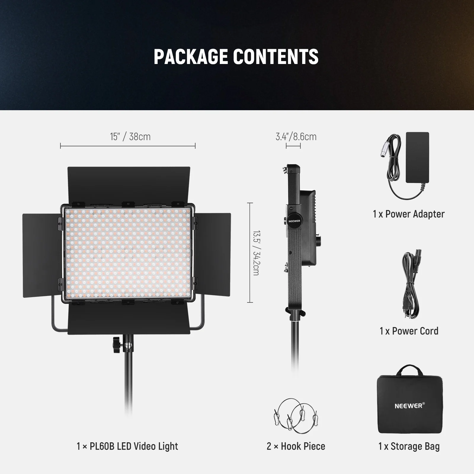 NEEWER PL60B Bi Color LED Panel Video Light - Image 9