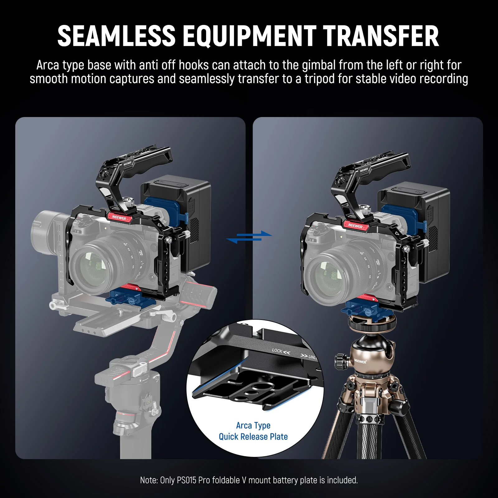 NEEWER PS015 Pro Foldable V Mount Battery Plate - Image 5