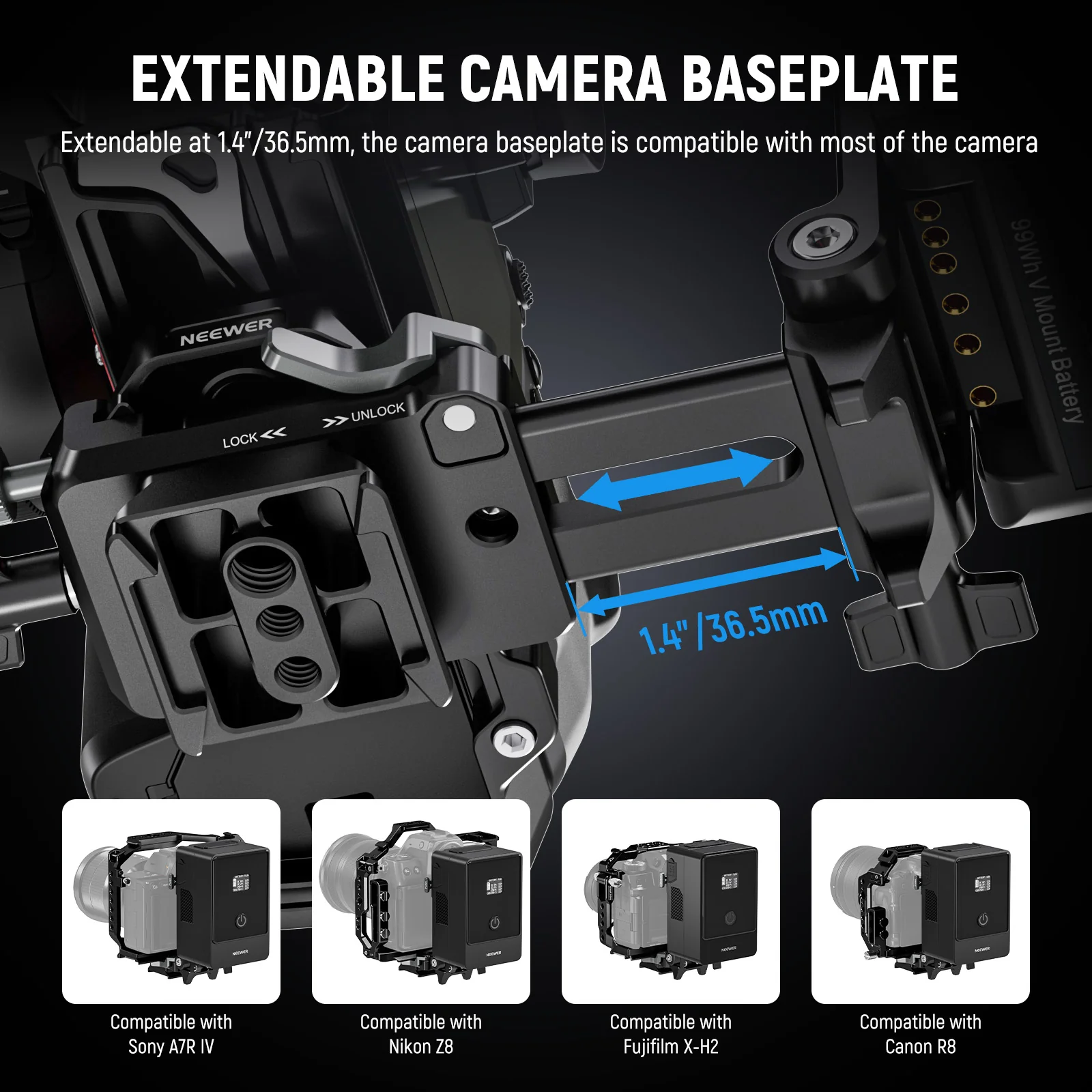 NEEWER PS015 Pro Foldable V Mount Battery Plate - Image 6
