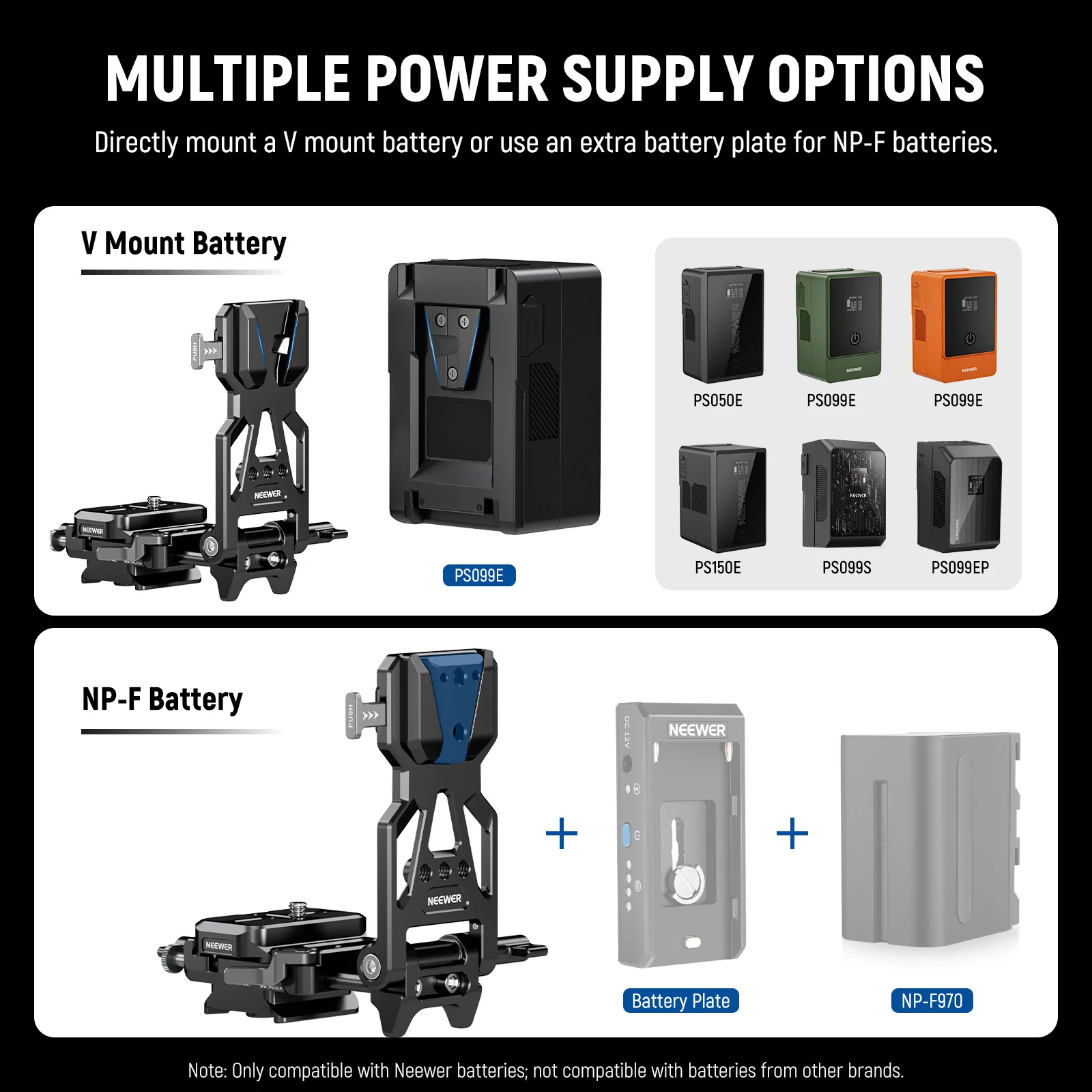 NEEWER PS015 Pro Foldable V Mount Battery Plate - Image 8