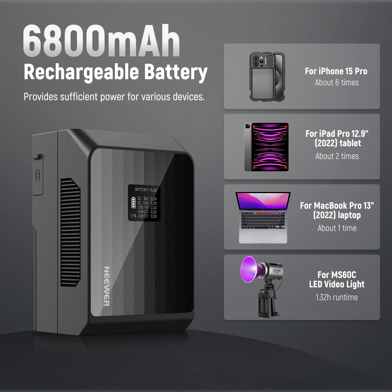 NEEWER V Mount Battery PS099EP 6800mAh 99Wh - Image 4