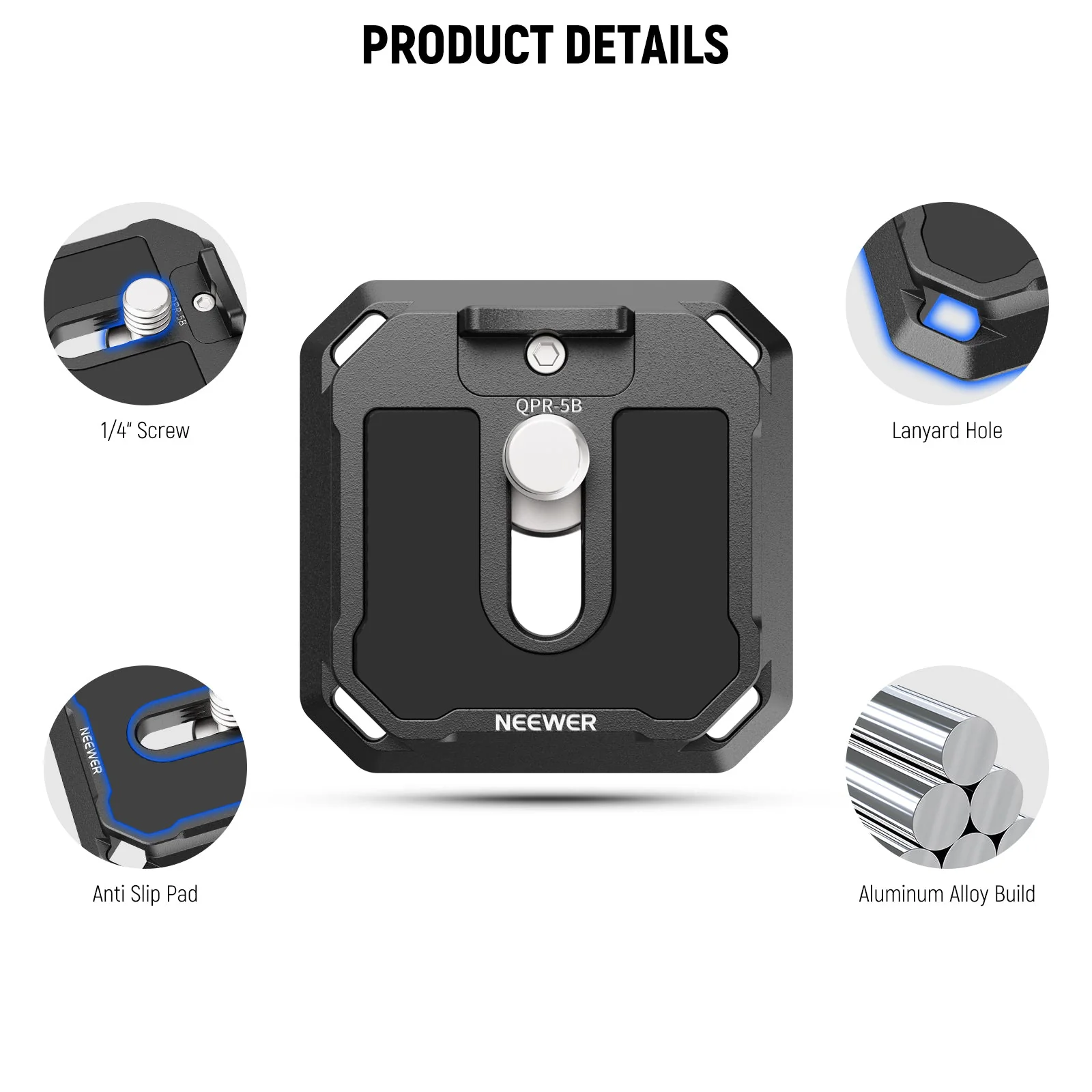NEEWER QPR-5B 2 Pack 38mm Square Quick Release Plate - Image 5