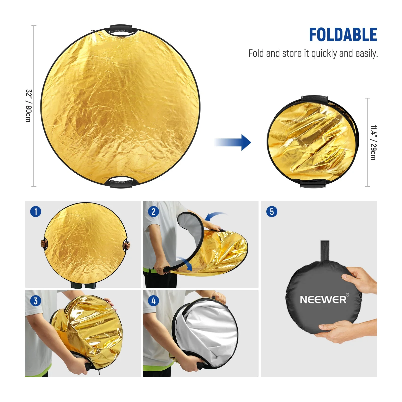 NEEWER 5 In 1 Light Reflectors with Clamp & Hand Grips - Image 7