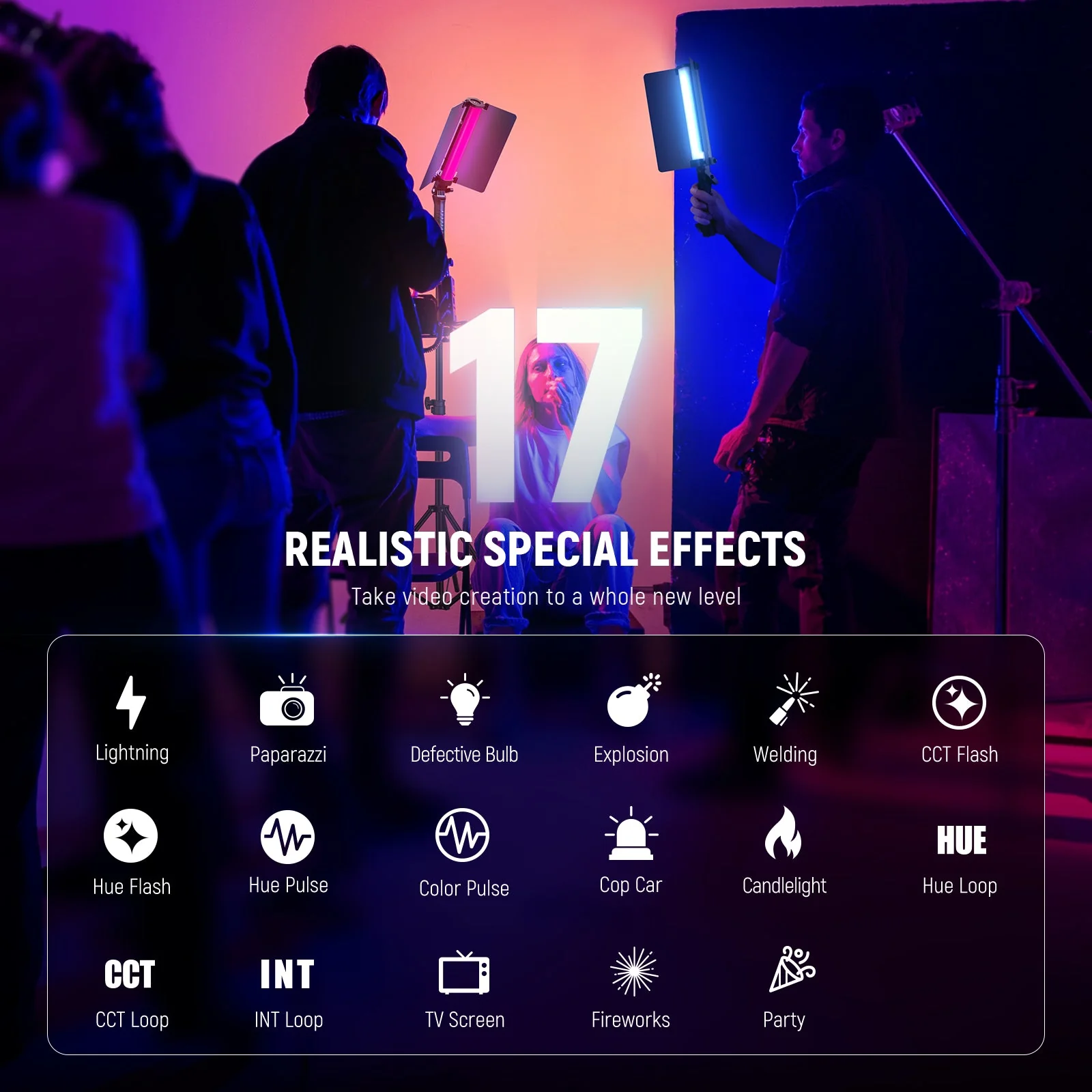 NEEWER RGB1 LED Tube Light Stick with Metal Barndoor Handle - Image 5