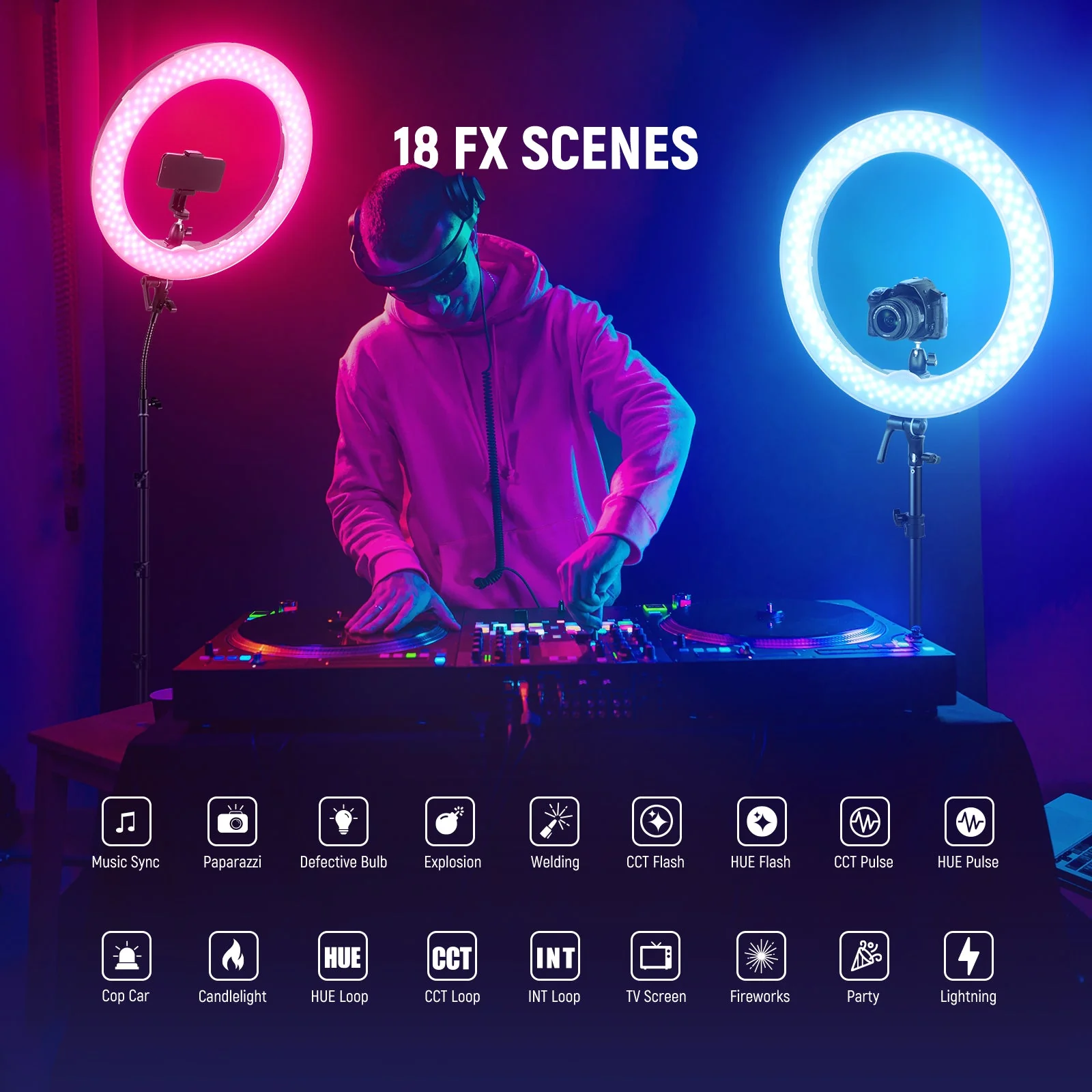 NEEWER RGB18 II 18 Inch RGB LED Ring Light With APP Control - Image 6