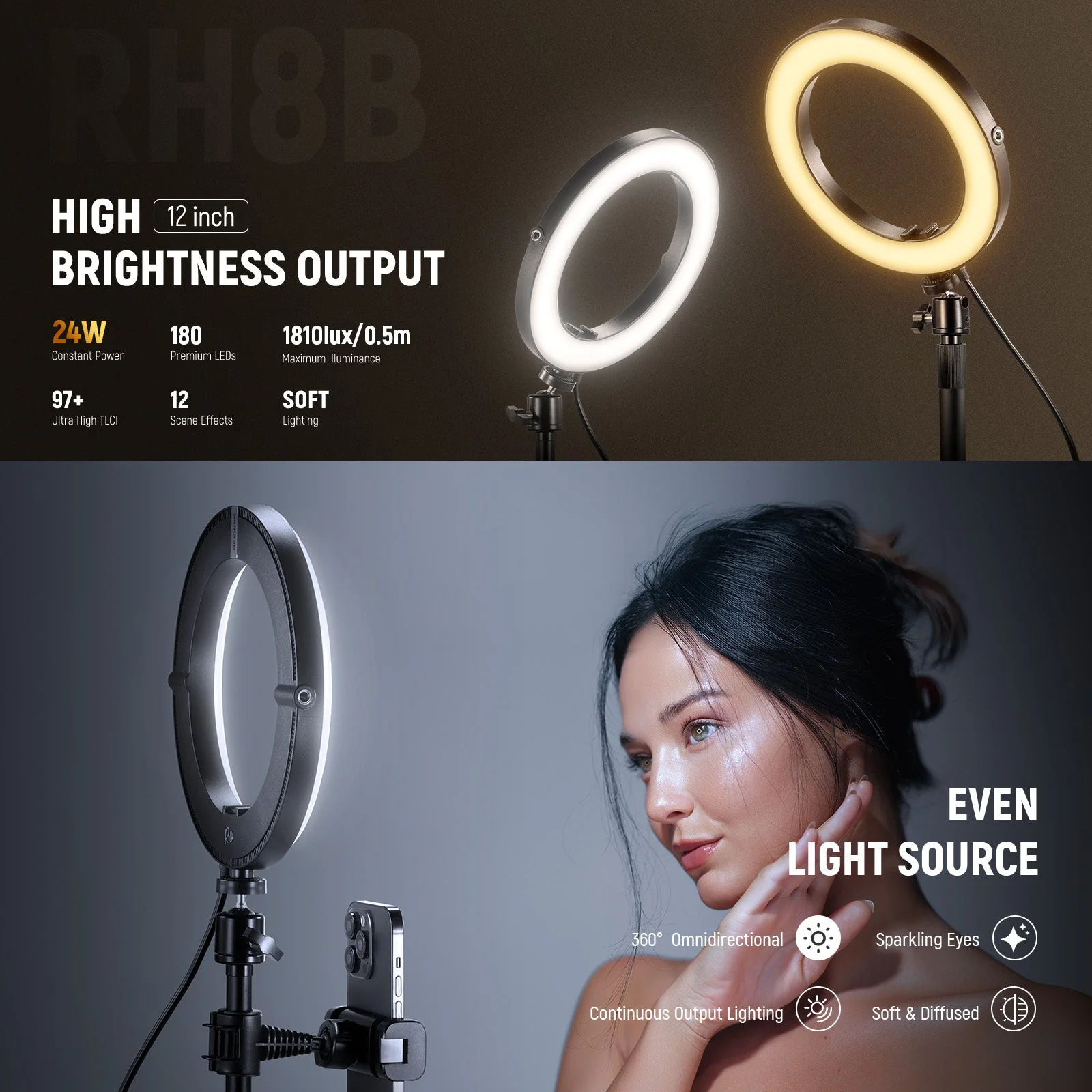 NEEWER High Power Bi-Color Desk Ring Light - Image 11