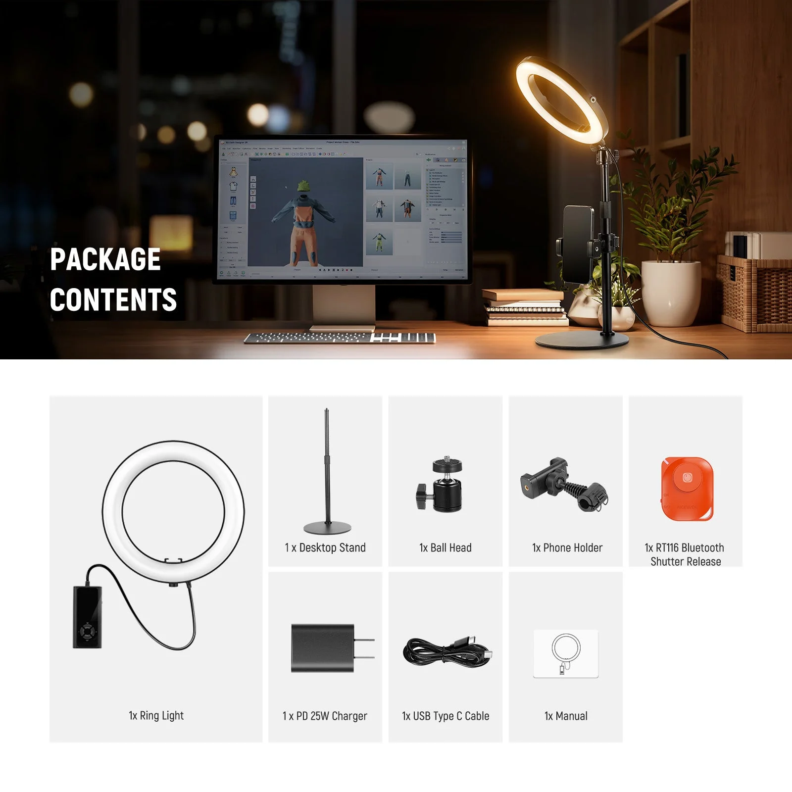 NEEWER High Power Bi-Color Desk Ring Light - Image 18