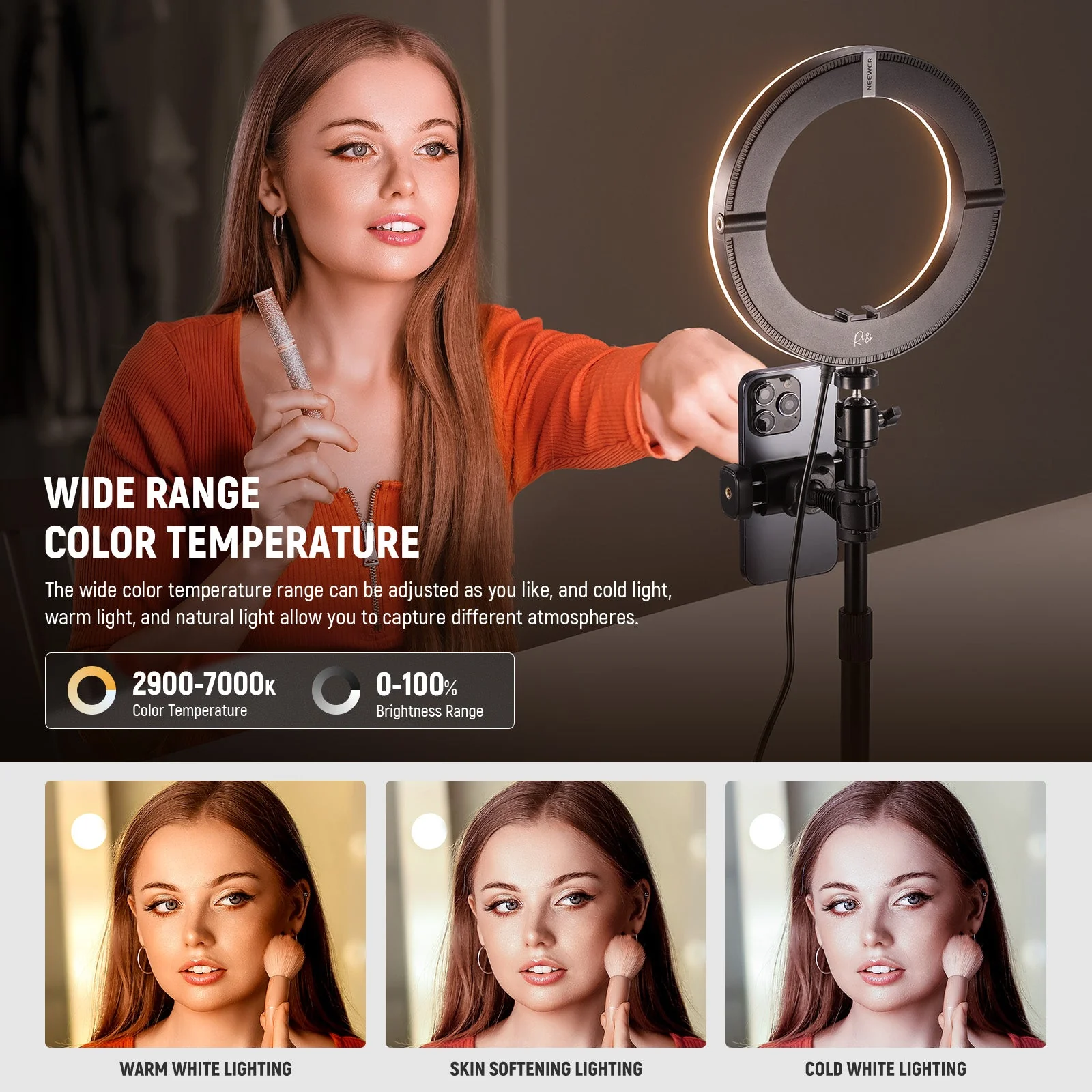 NEEWER High Power Bi-Color Desk Ring Light - Image 3