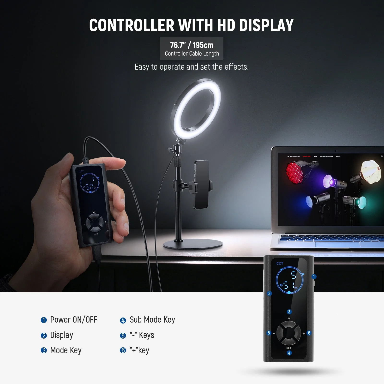 NEEWER High Power Bi-Color Desk Ring Light - Image 6