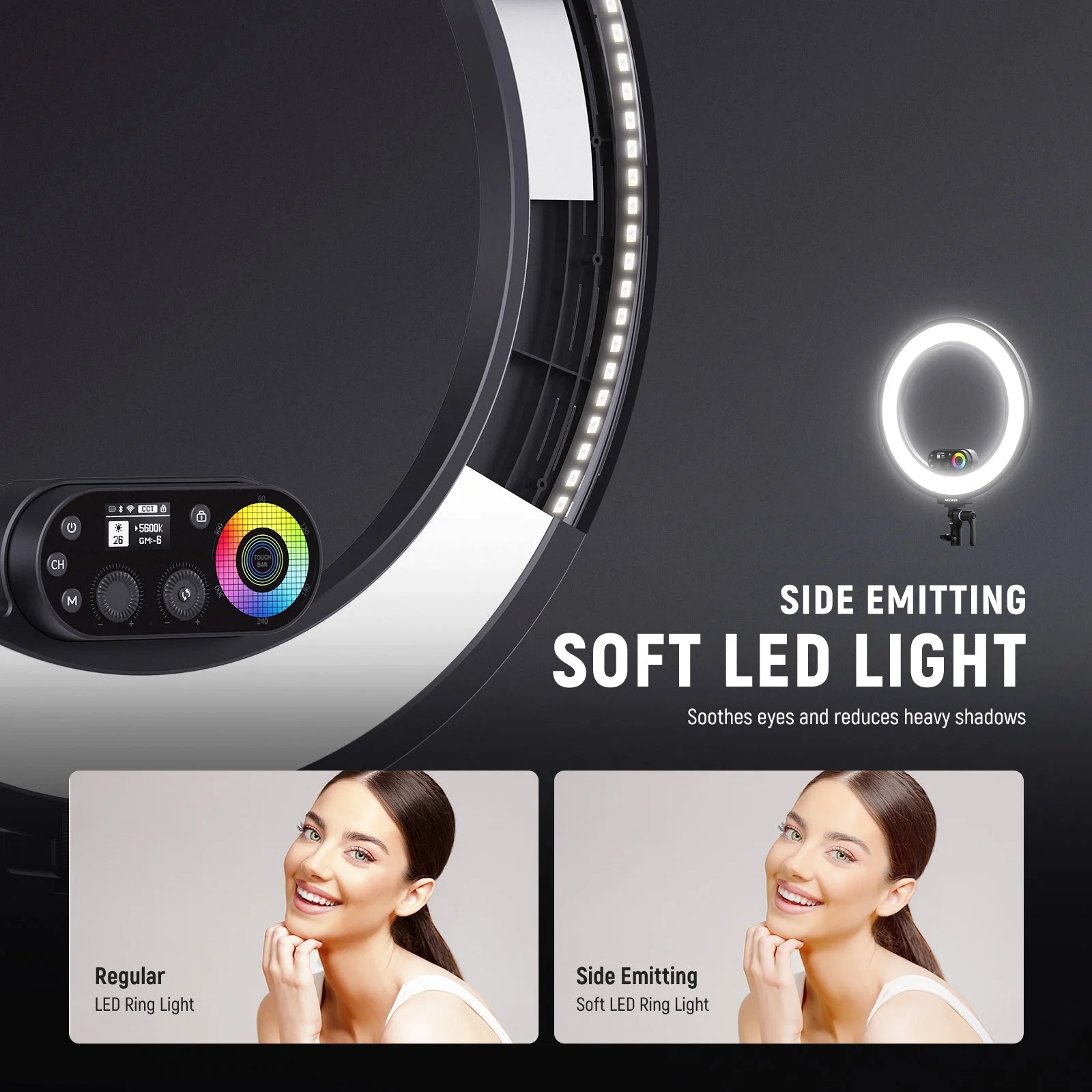 NEEWER RL45C 45W 18" Edge Lit RGB LED Ring Light Kit - Image 2