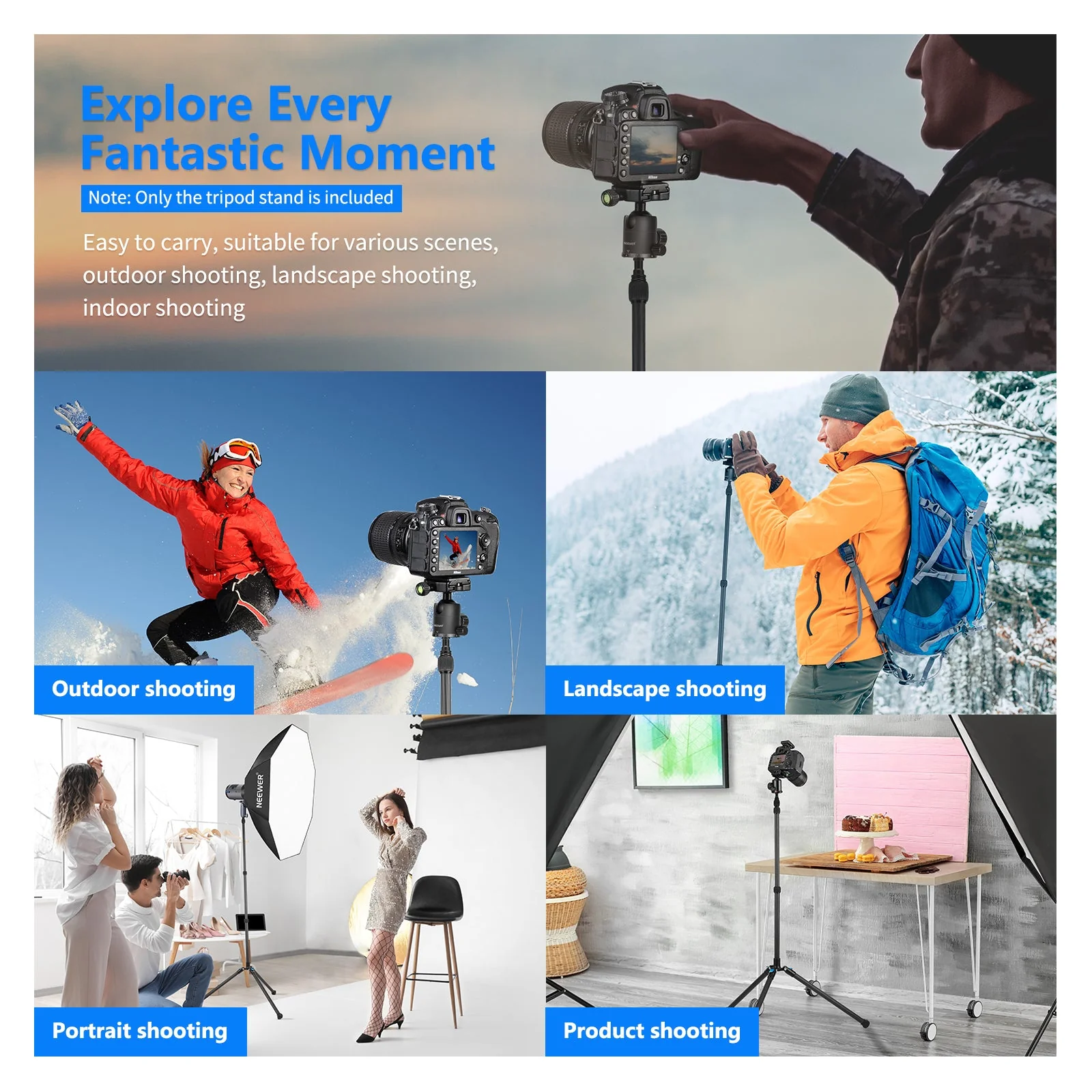 NEEWER S251C 78.7 Inch/200CM Foldable Carbon Fiber Tripod - Image 4