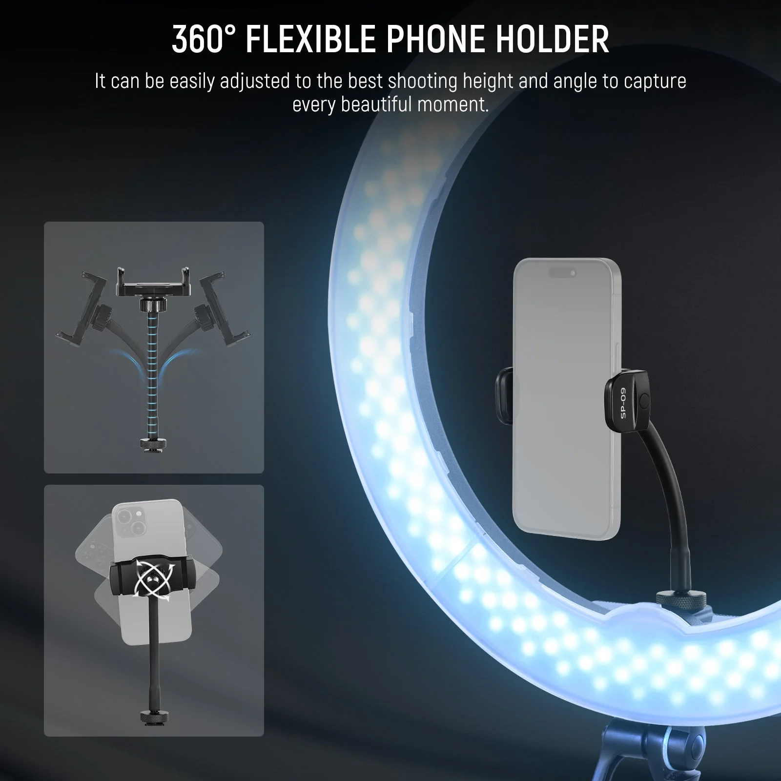 NEEWER SP-09 2.56"-3.74" 360° Flexible Phone Holder - Image 4