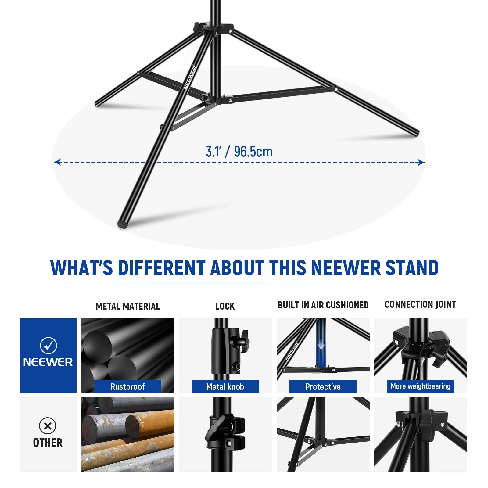 NEEWER ST-260AC 260cm Air Cushioned Light Stand - Image 7