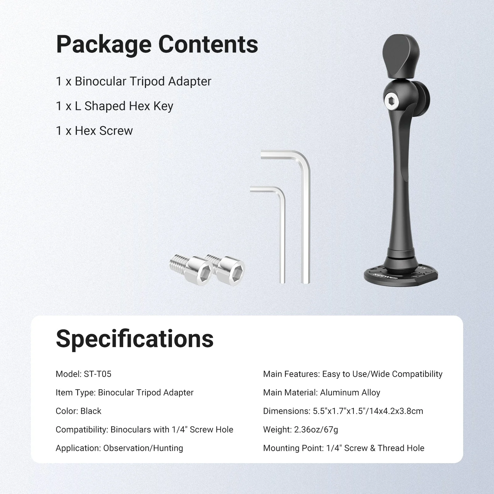 NEEWER ST-T05 Quick Release Binocular Tripod Adapter - Image 7