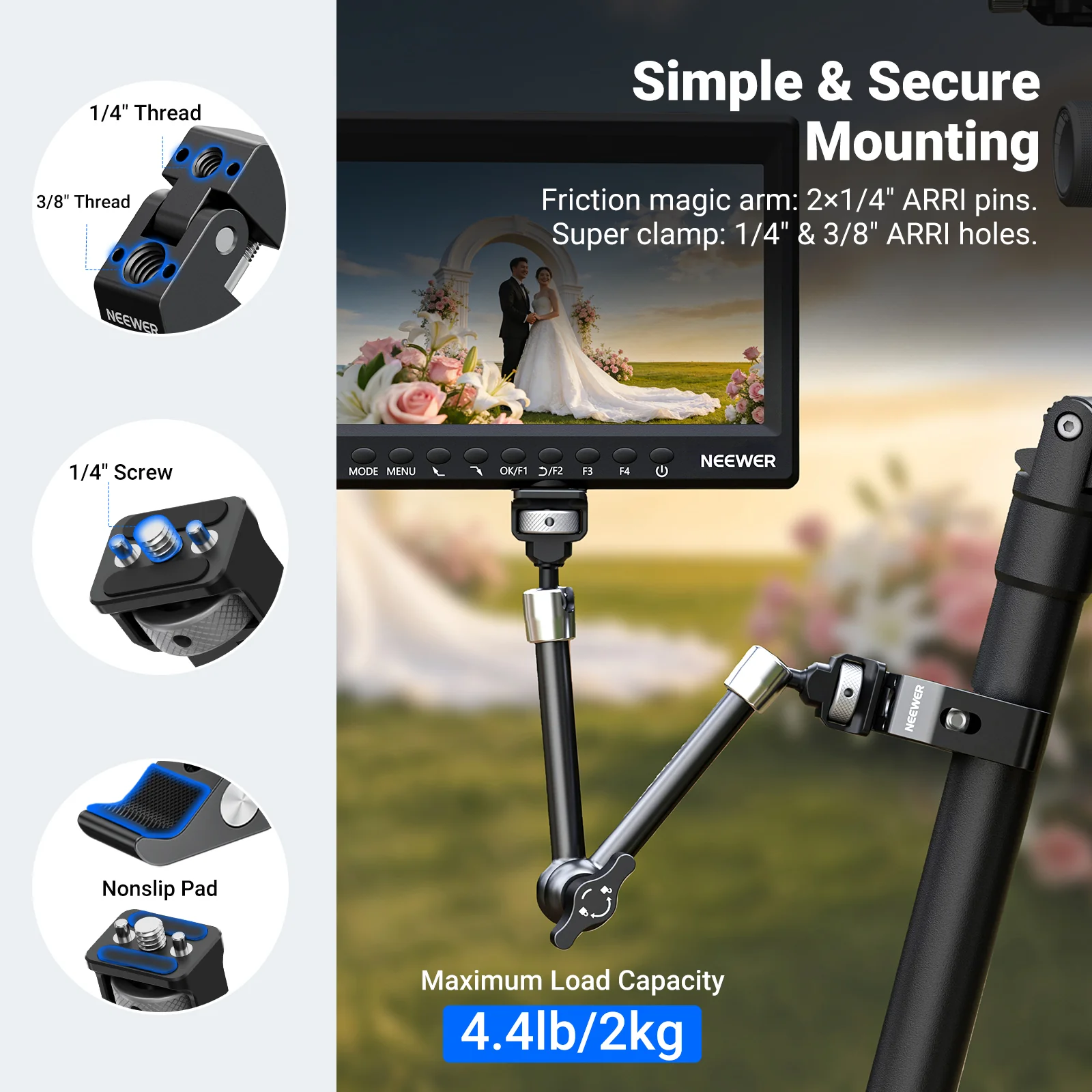 NEEWER ST07C/ST16C Magic Arm with Super Clamp - Image 11