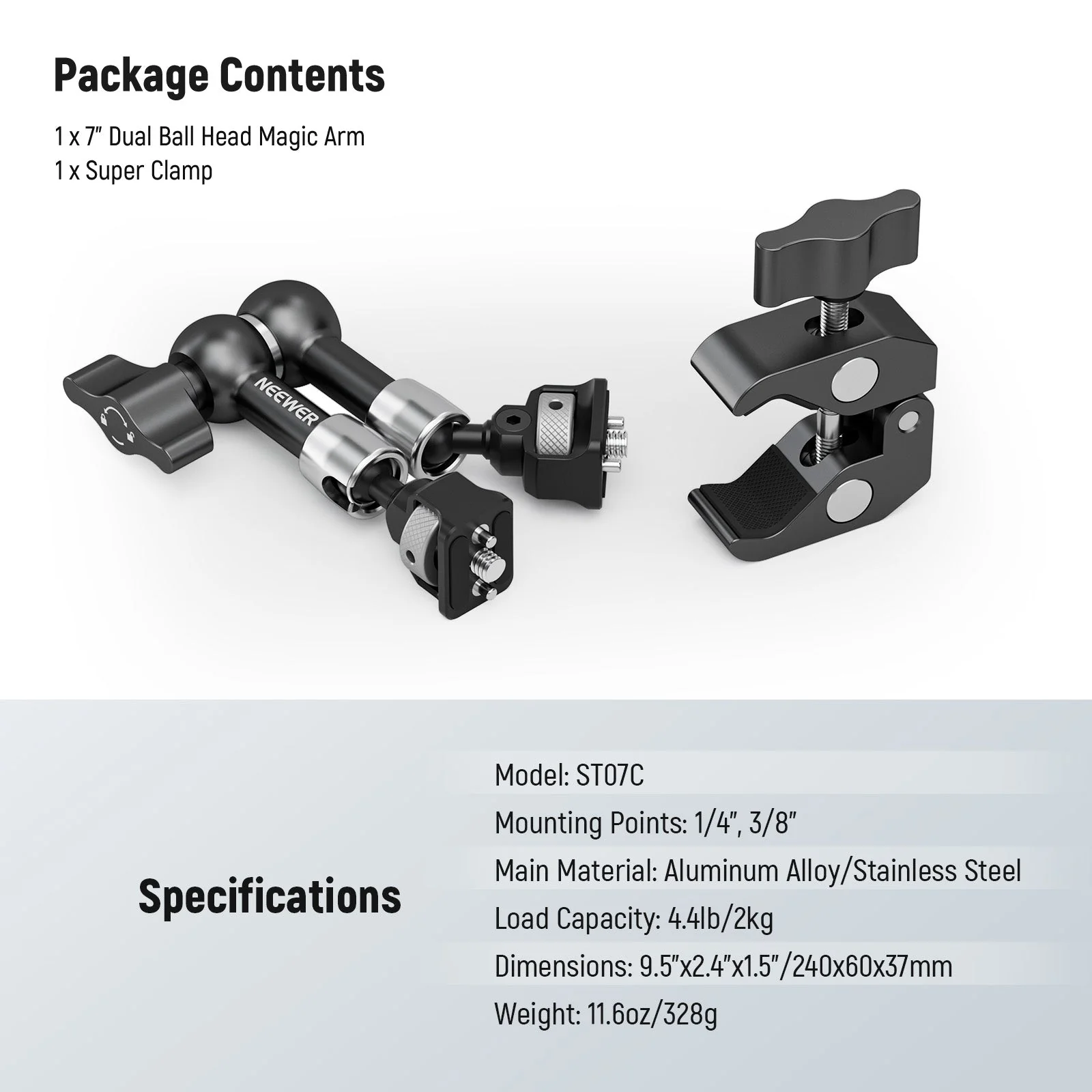 NEEWER ST07C/ST16C Magic Arm with Super Clamp - Image 7