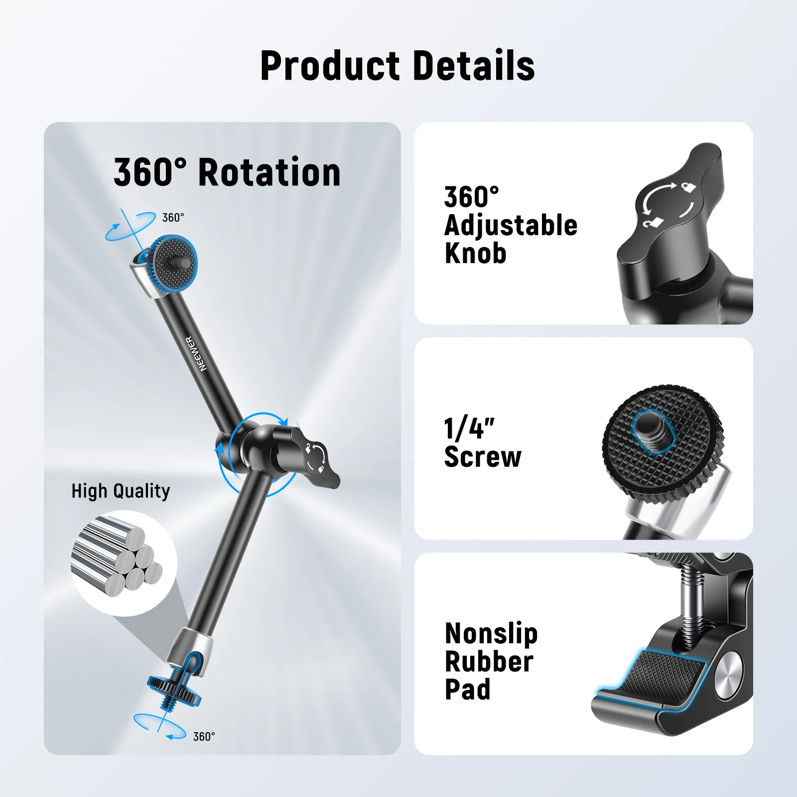 NEEWER ST15C/ST25C Super Clamp with Magic Arm Kit - Image 3