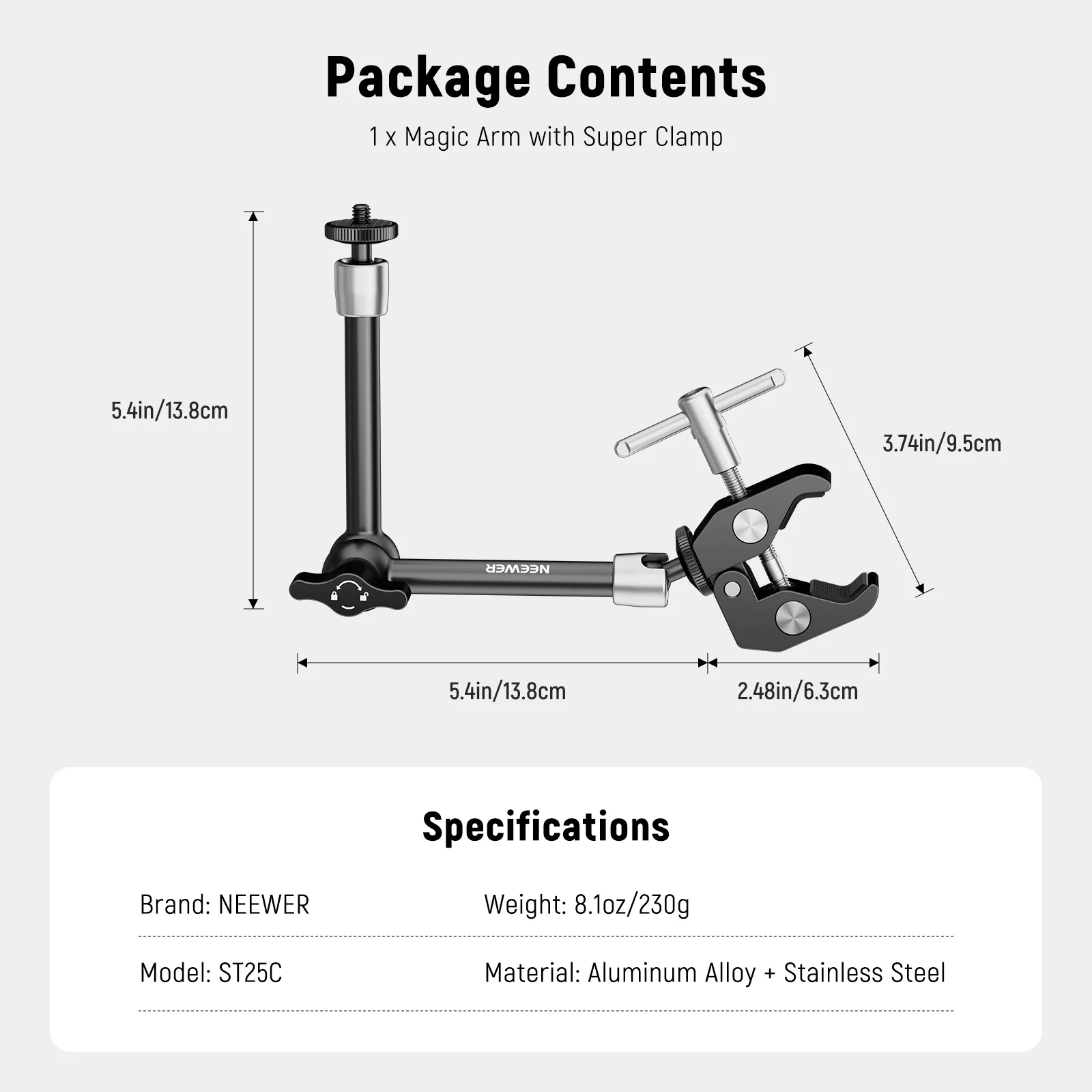 NEEWER ST15C/ST25C Super Clamp with Magic Arm Kit - Image 7