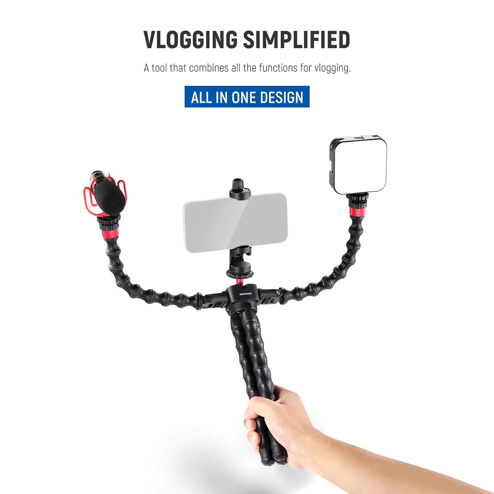 NEEWER T91 Flexible Tripod with Two Magic Arms - Image 7
