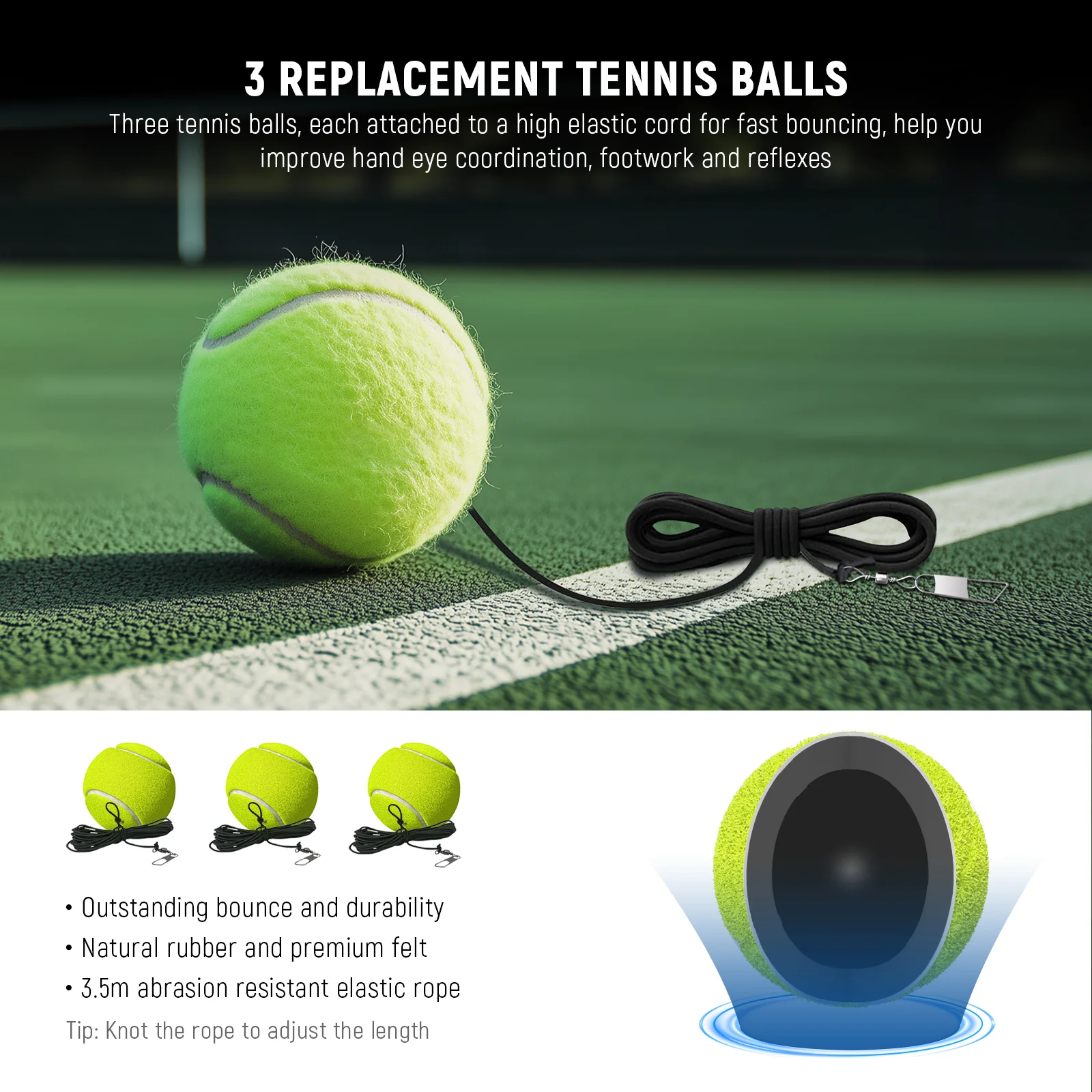 NEEWER TB01T Portable Solo Tennis Trainer Rebound Ball Set - Image 5