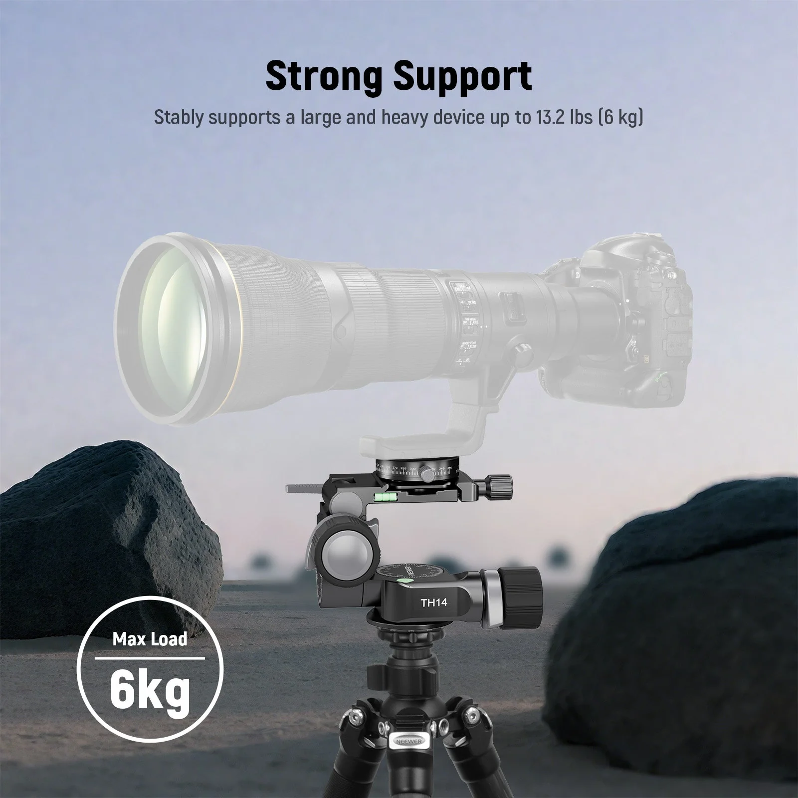 NEEWER TH14 2 Way Geared Tripod Head - Image 5