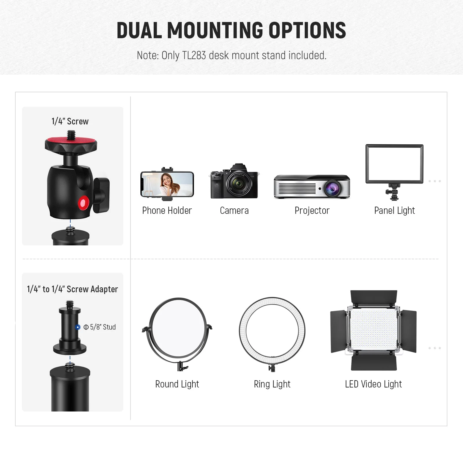 NEEWER TL283 17"-40"/43-102cm Camera Desk Mount - Image 4