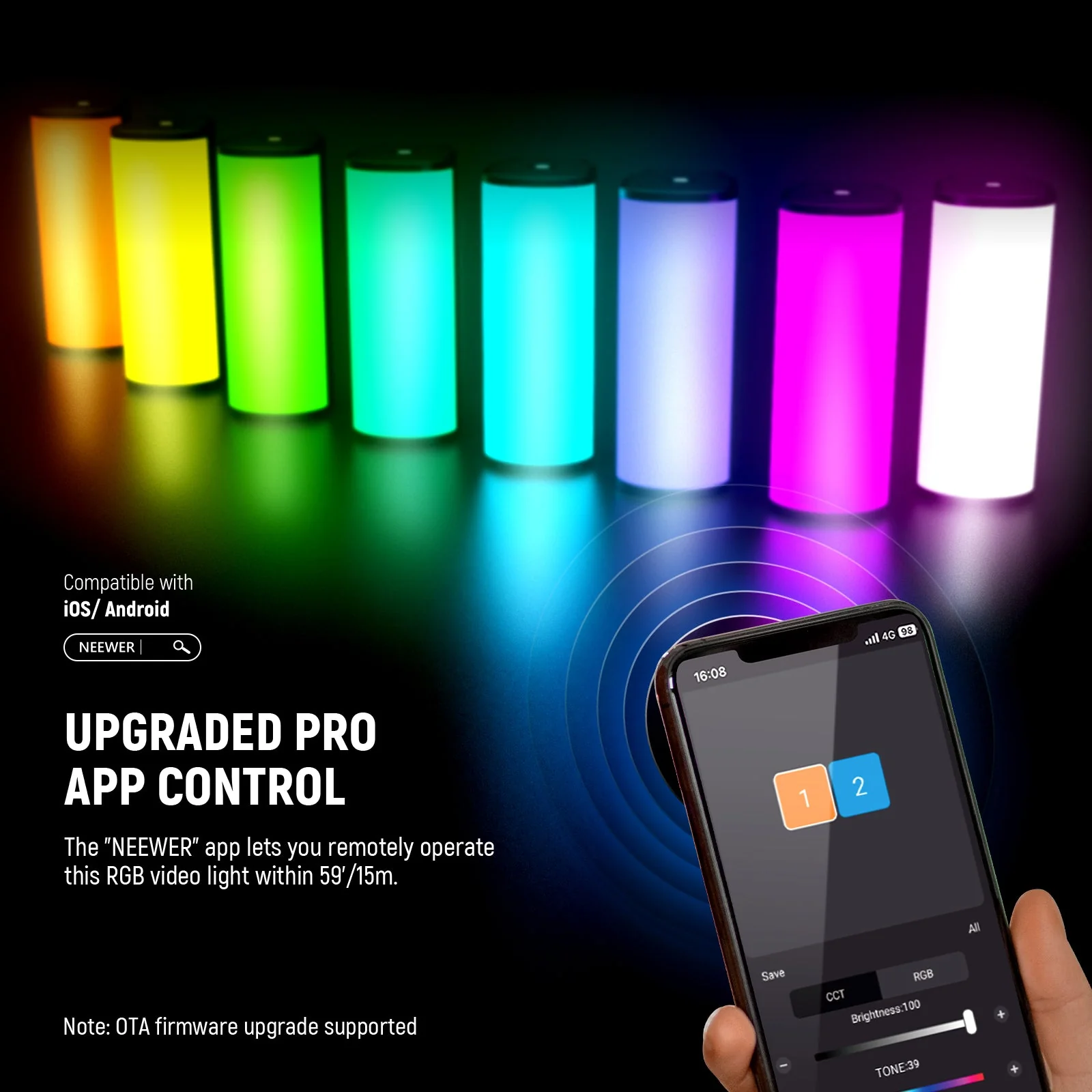 NEEWER TL98C RGB Magnetic Handheld Light Wand with APP/DMX Control - Image 7