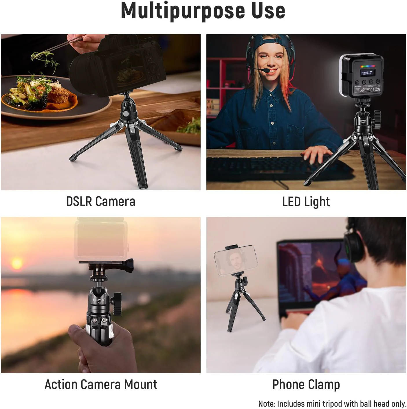 NEEWER TP29 Metal Tabletop Mini Tripod - Image 2