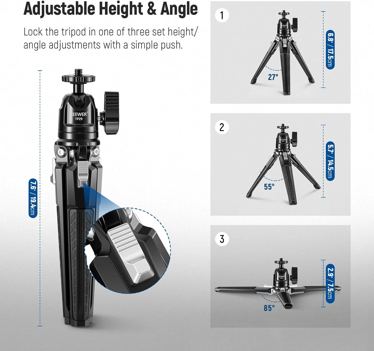 NEEWER TP29 Metal Tabletop Mini Tripod - Image 5