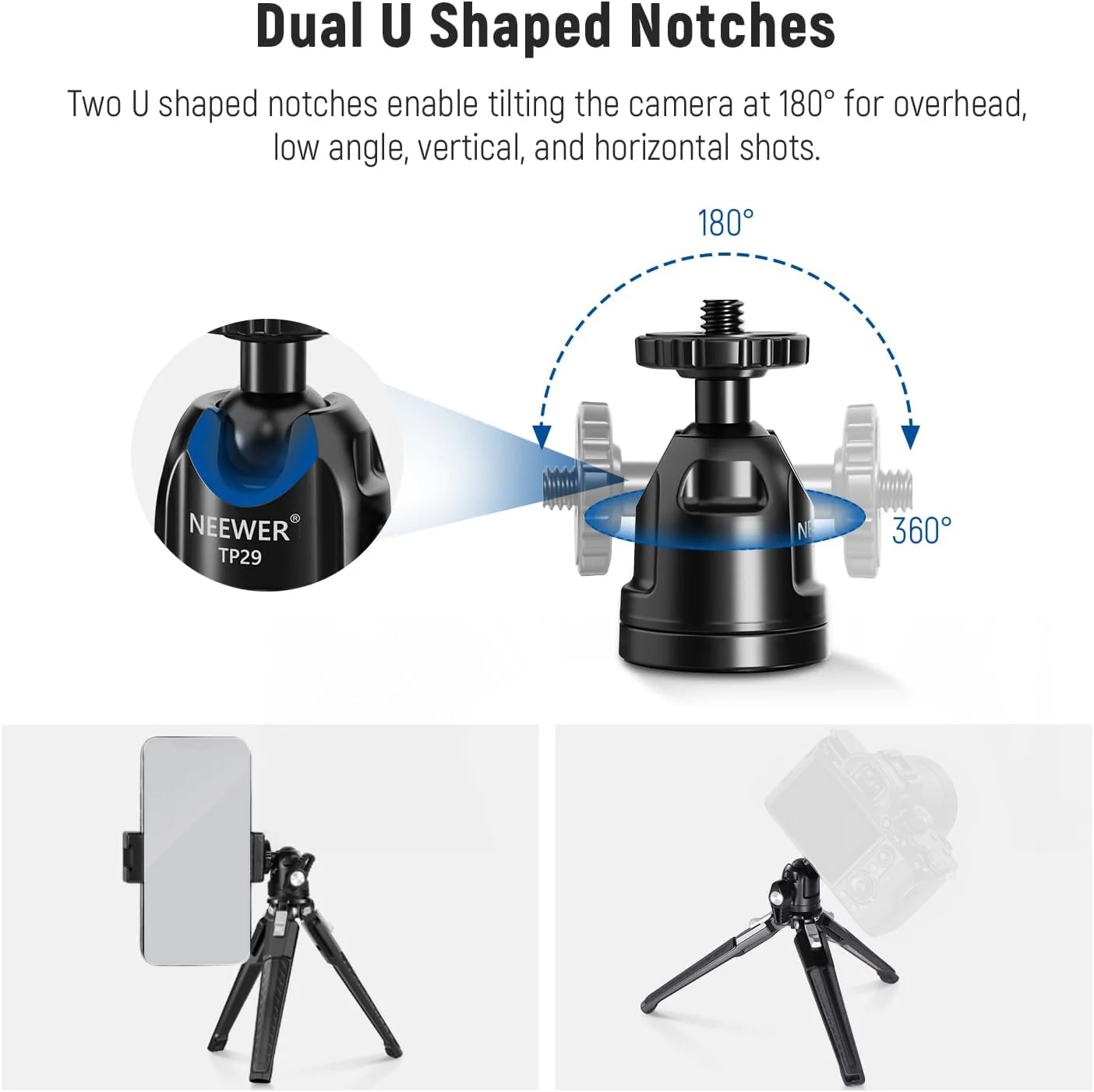 NEEWER TP29 Metal Tabletop Mini Tripod - Image 6