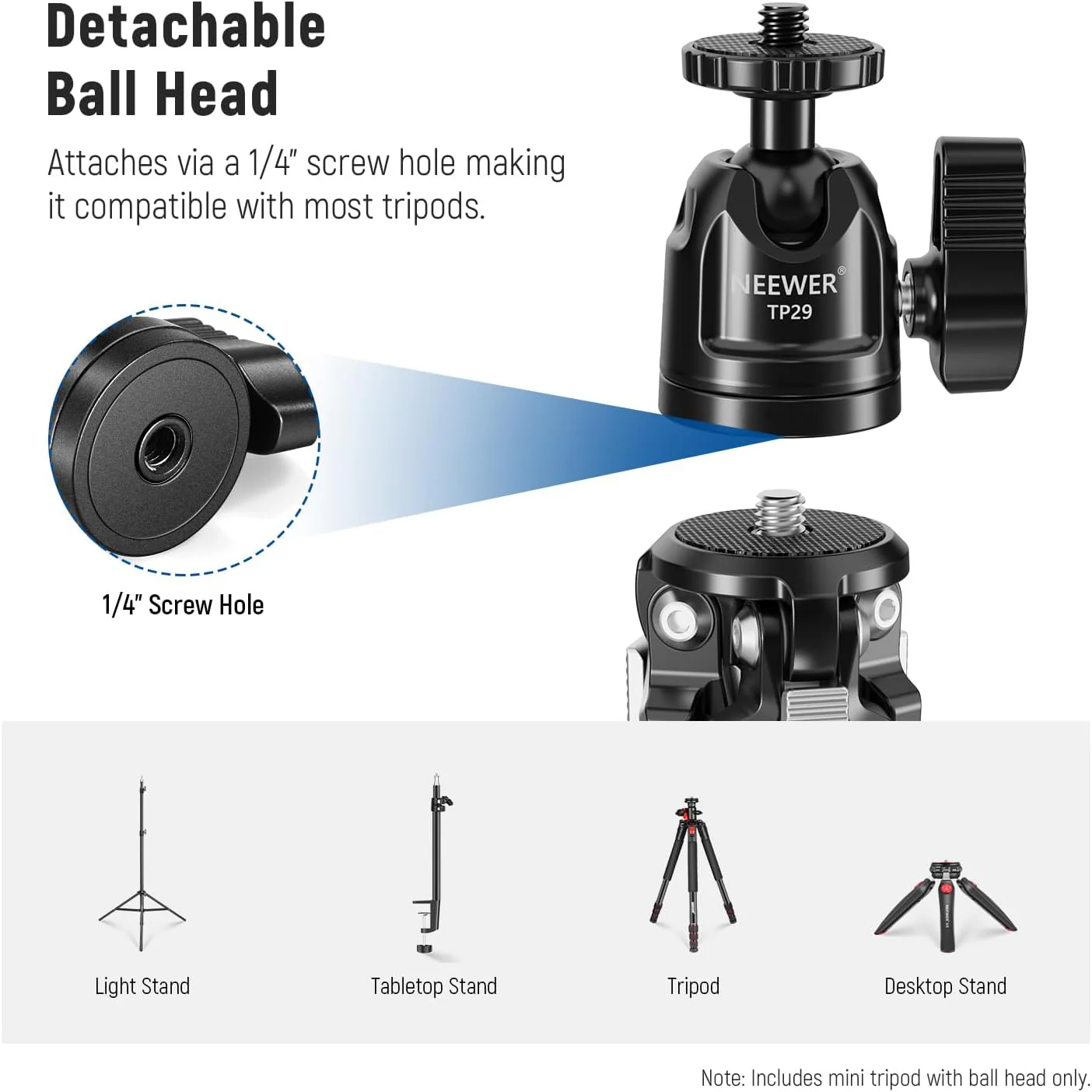 NEEWER TP29 Metal Tabletop Mini Tripod - Image 7