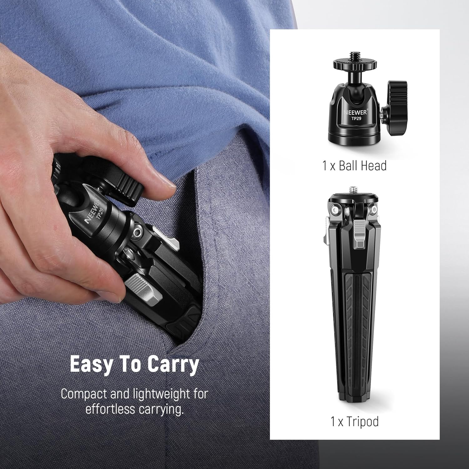 NEEWER TP29 Metal Tabletop Mini Tripod - Image 8