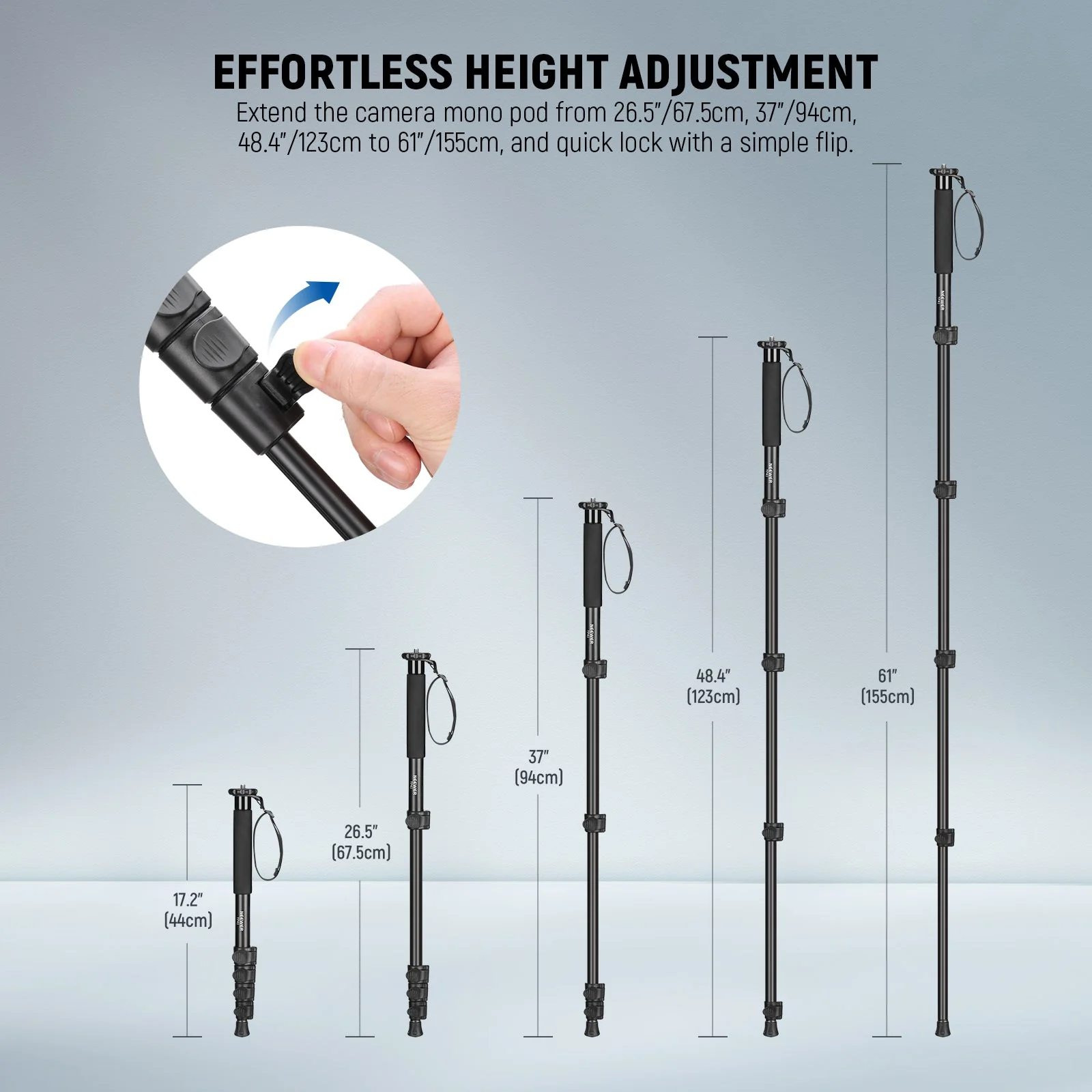 NEEWER TP41 61"/155 cm Camera Monopod Stand - Image 3