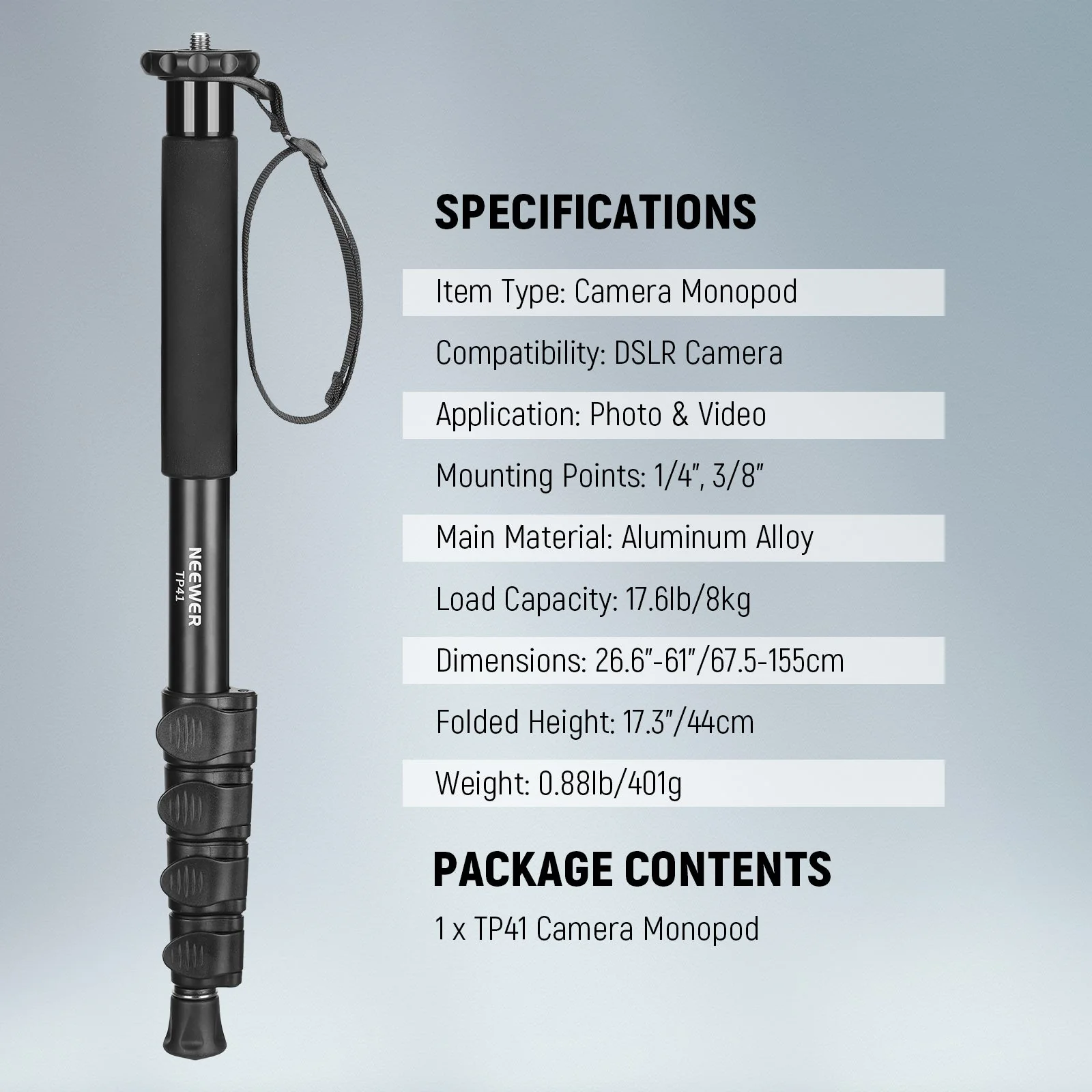 NEEWER TP41 61"/155 cm Camera Monopod Stand - Image 7