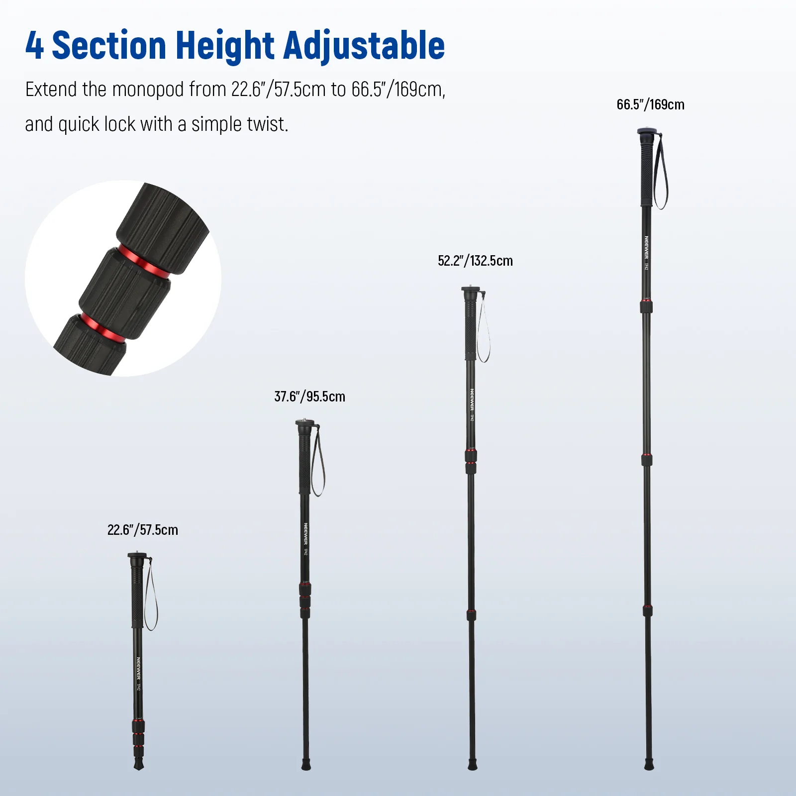 NEEWER TP42 66.5" Camera Monopod Stand - Image 3