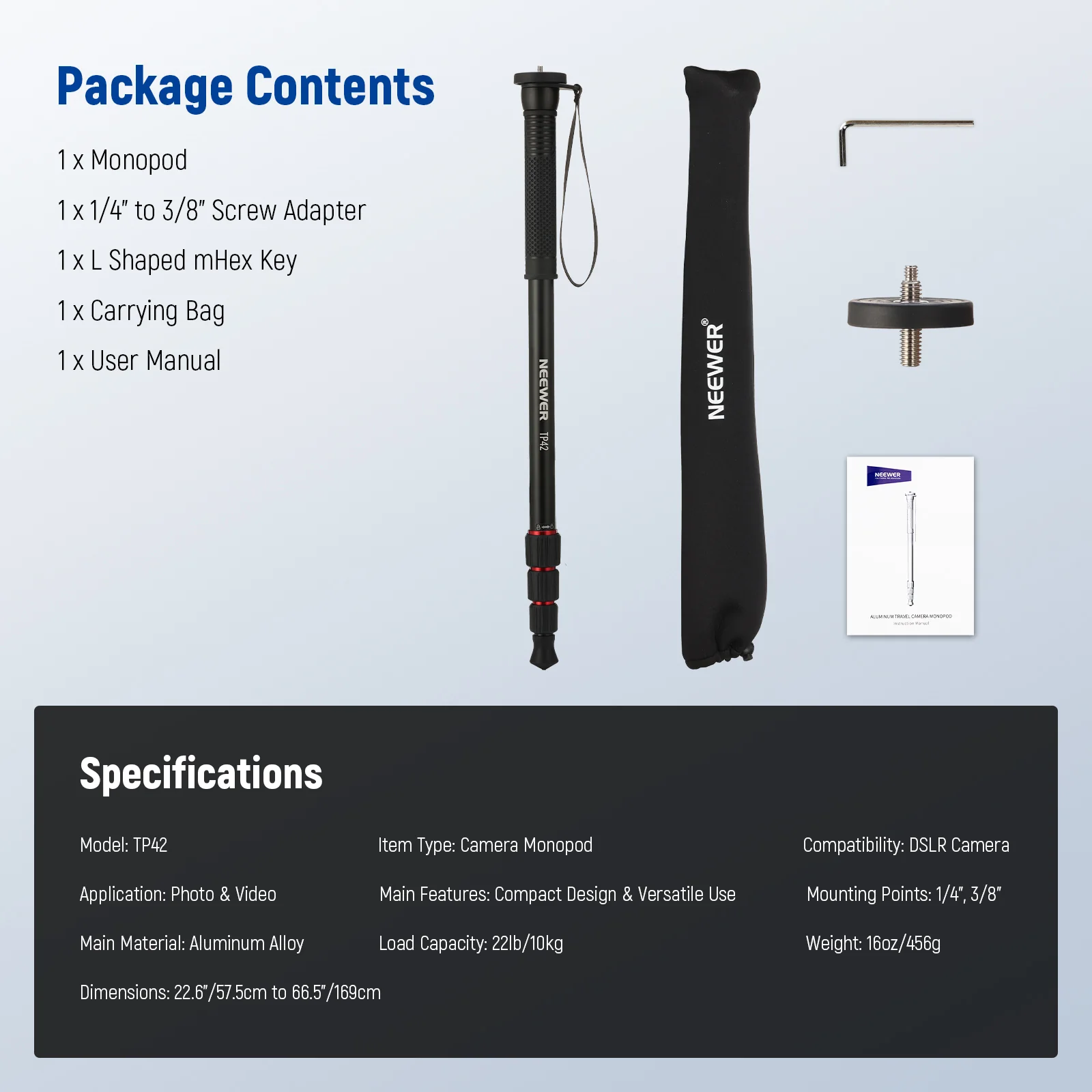 NEEWER TP42 66.5" Camera Monopod Stand - Image 8