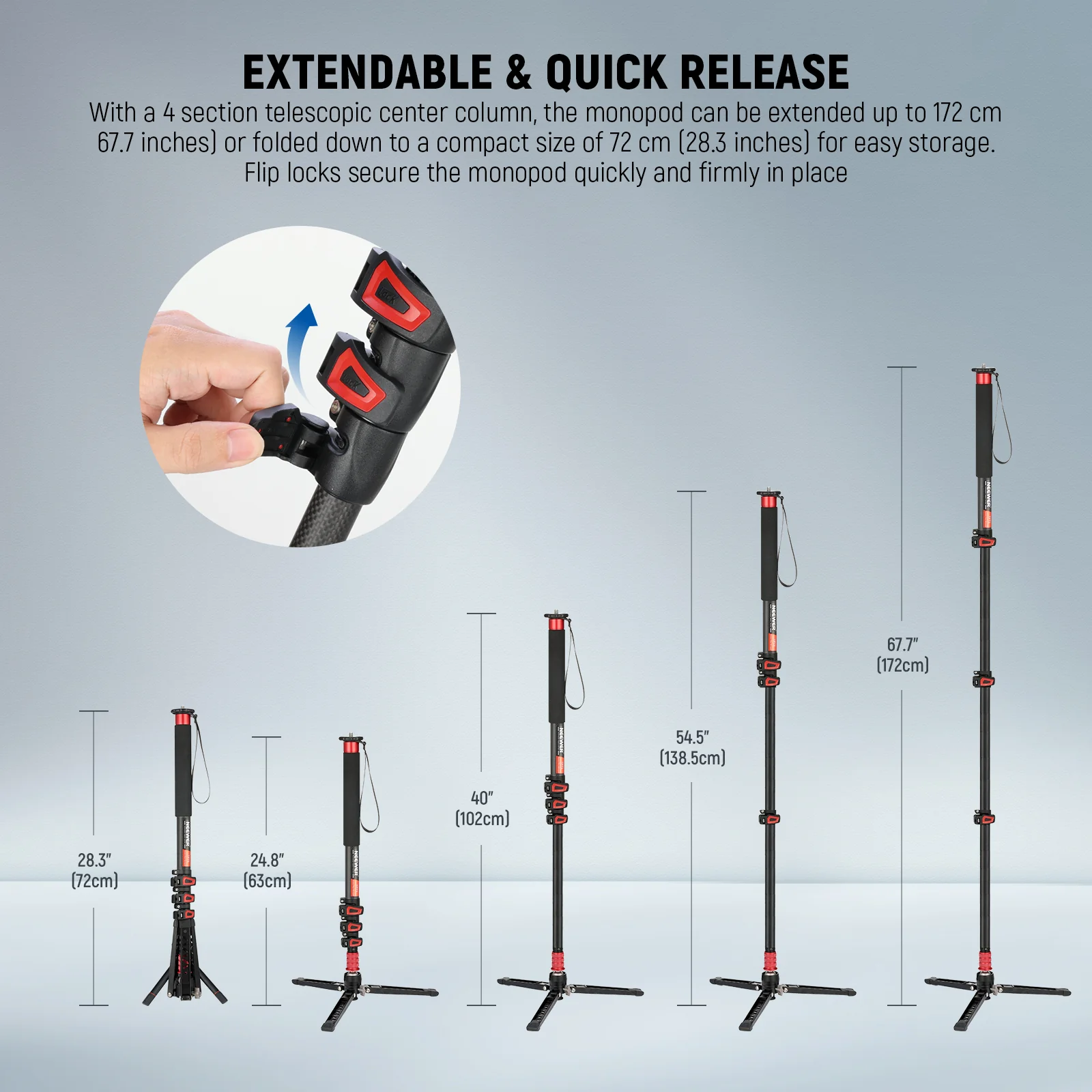 NEEWER TP71 67.7"/172 cm Pro Carbon Fiber Camera Monopod - Image 14