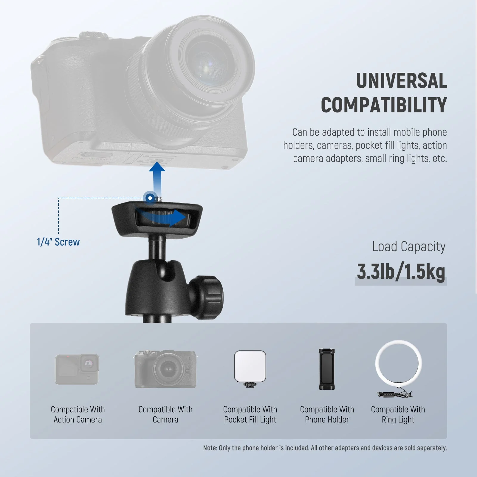 NEEWER TS05 62.9"/160 cm All Metal Phone Tripod with Remote - Image 5