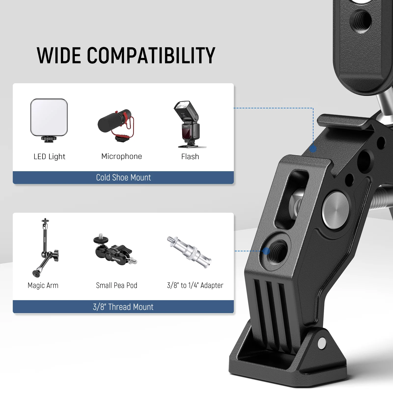 NEEWER UA036 Double Super Clamp Camera Mount - Image 5
