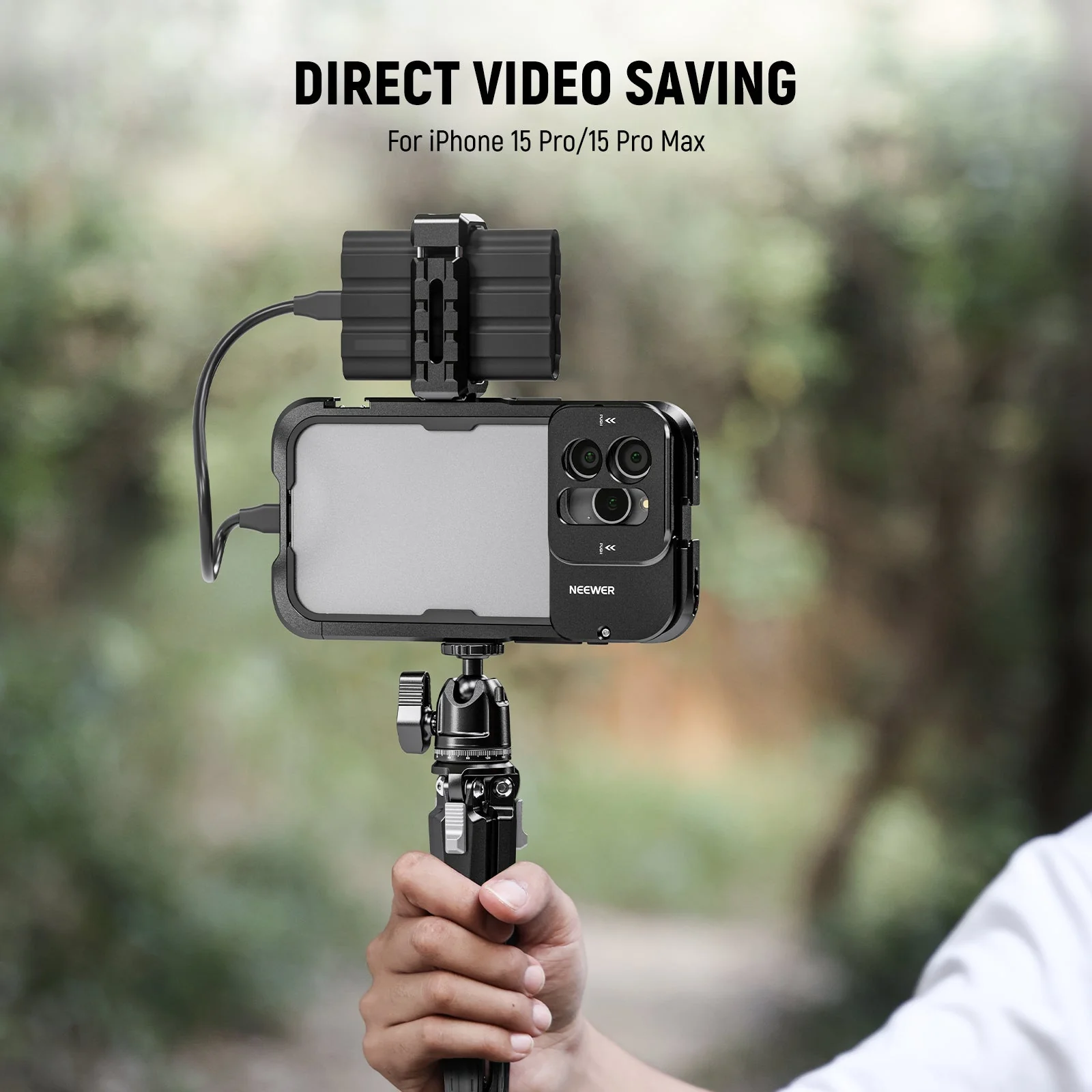 NEEWER UA051 T5/T7/T9 Portable SSD Holder Mount for iPhone 15 Pro/Pro Max Cage - Image 3