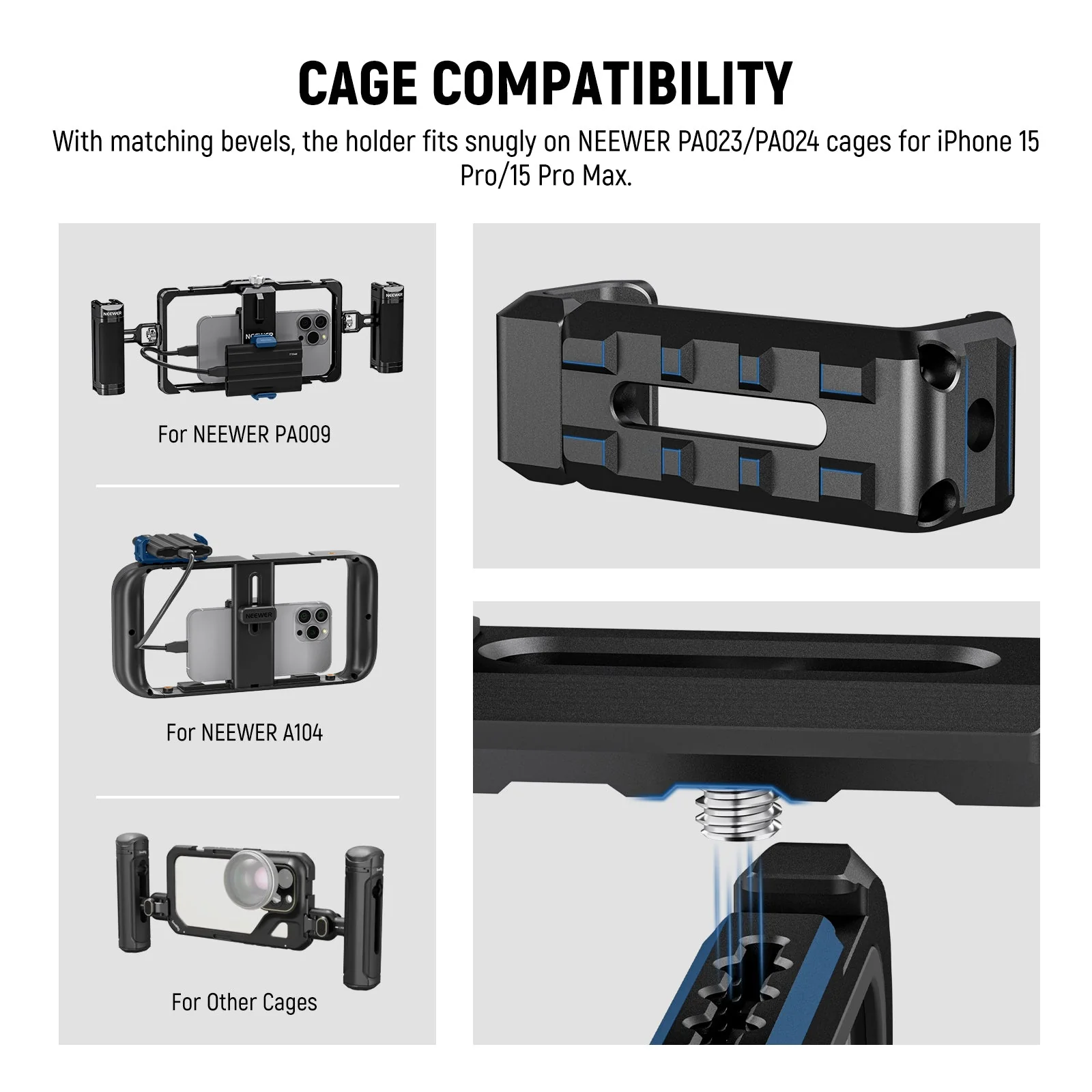 NEEWER UA051 T5/T7/T9 Portable SSD Holder Mount for iPhone 15 Pro/Pro Max Cage - Image 5