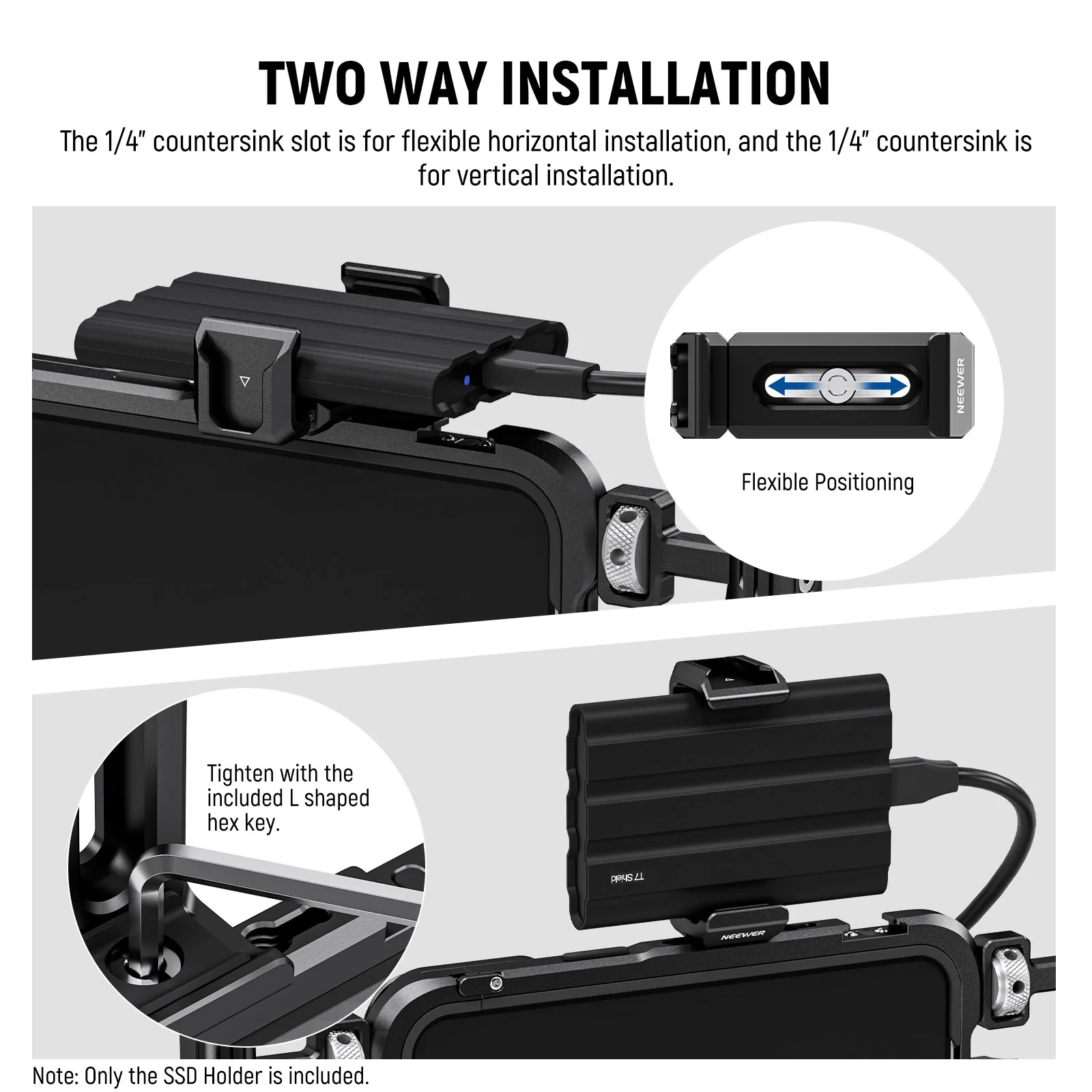 NEEWER UA051 T5/T7/T9 Portable SSD Holder Mount for iPhone 15 Pro/Pro Max Cage - Image 6