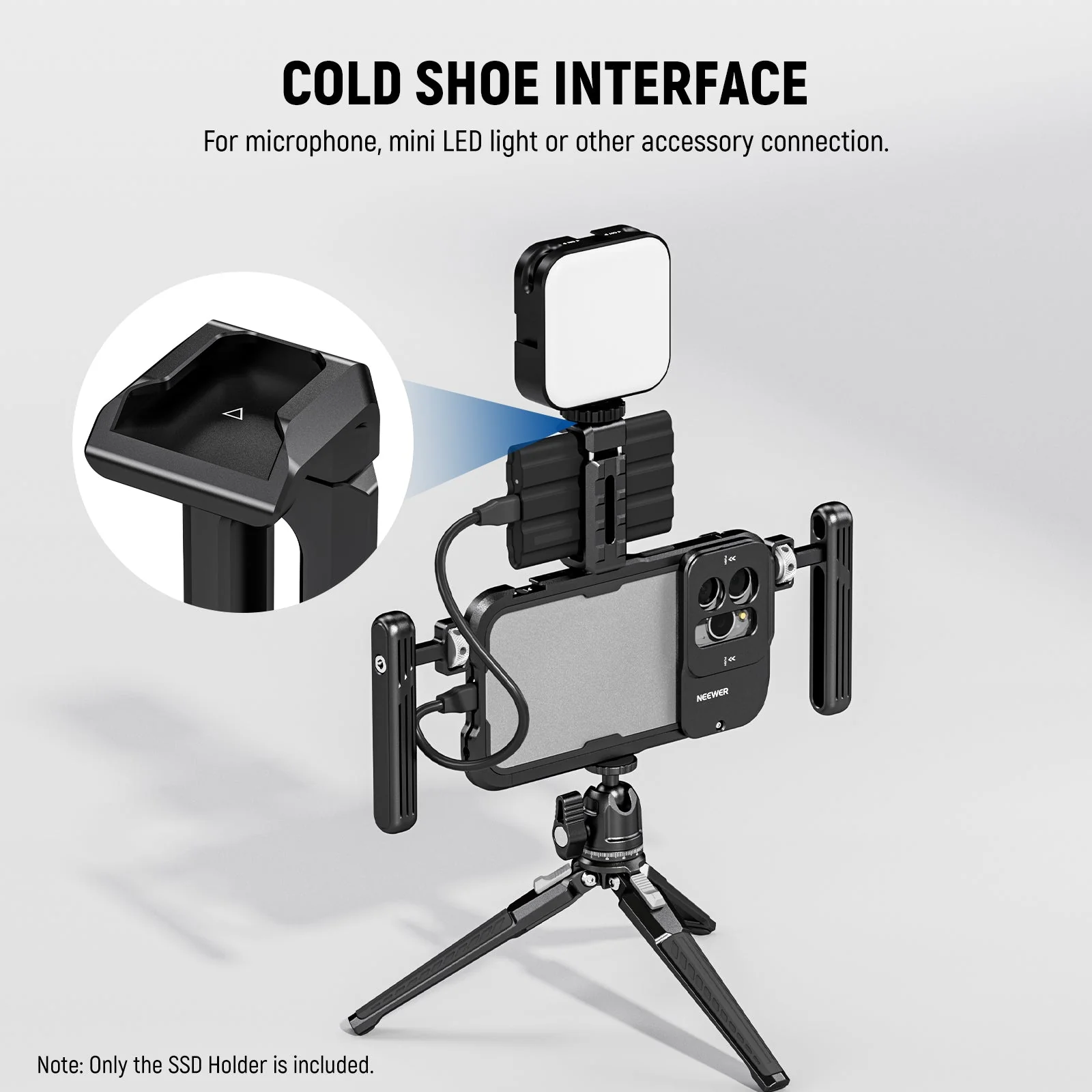 NEEWER UA051 T5/T7/T9 Portable SSD Holder Mount for iPhone 15 Pro/Pro Max Cage - Image 7